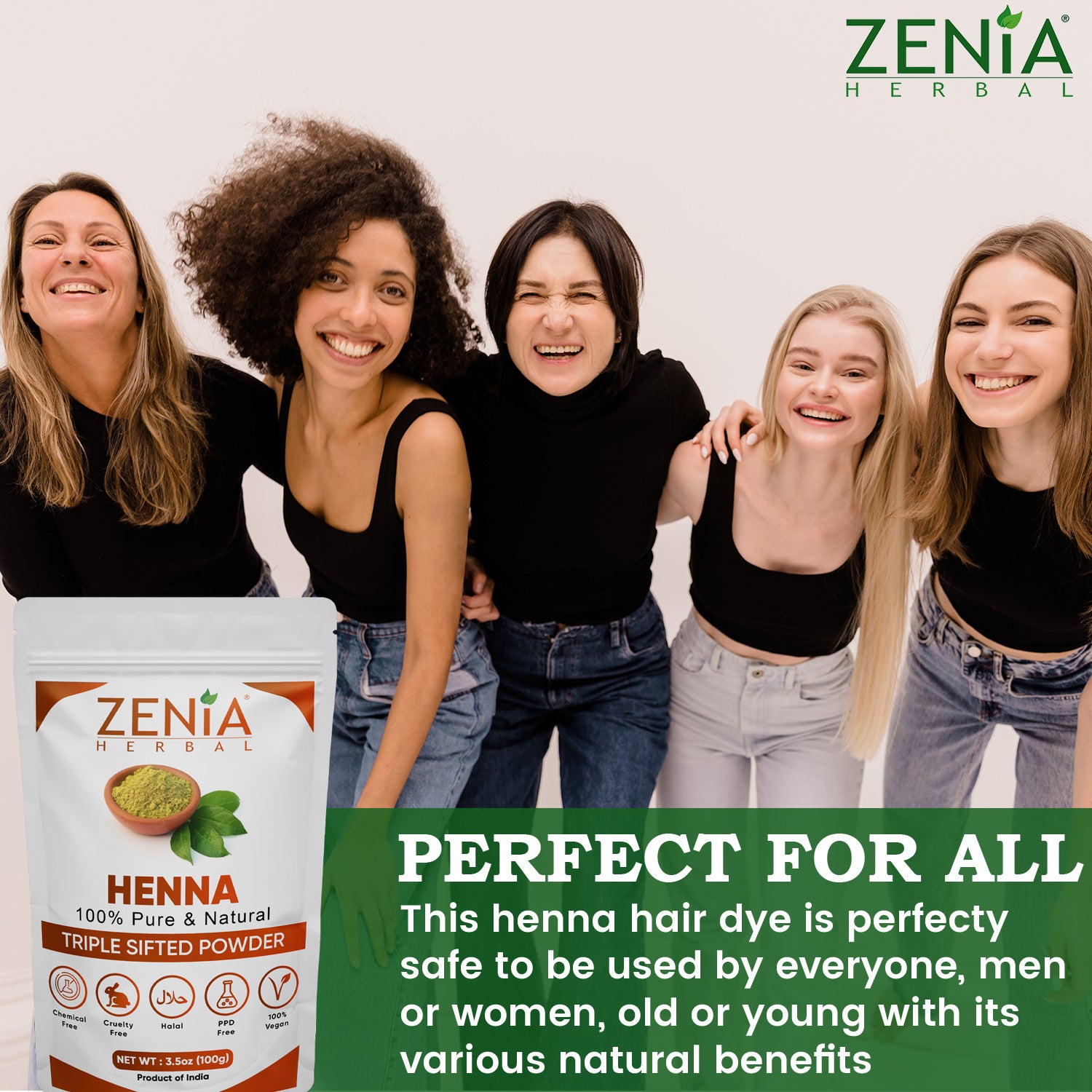 Zenia Pure Henna Powder For Body & Hair Color (2025 Crop) Triple Sifted