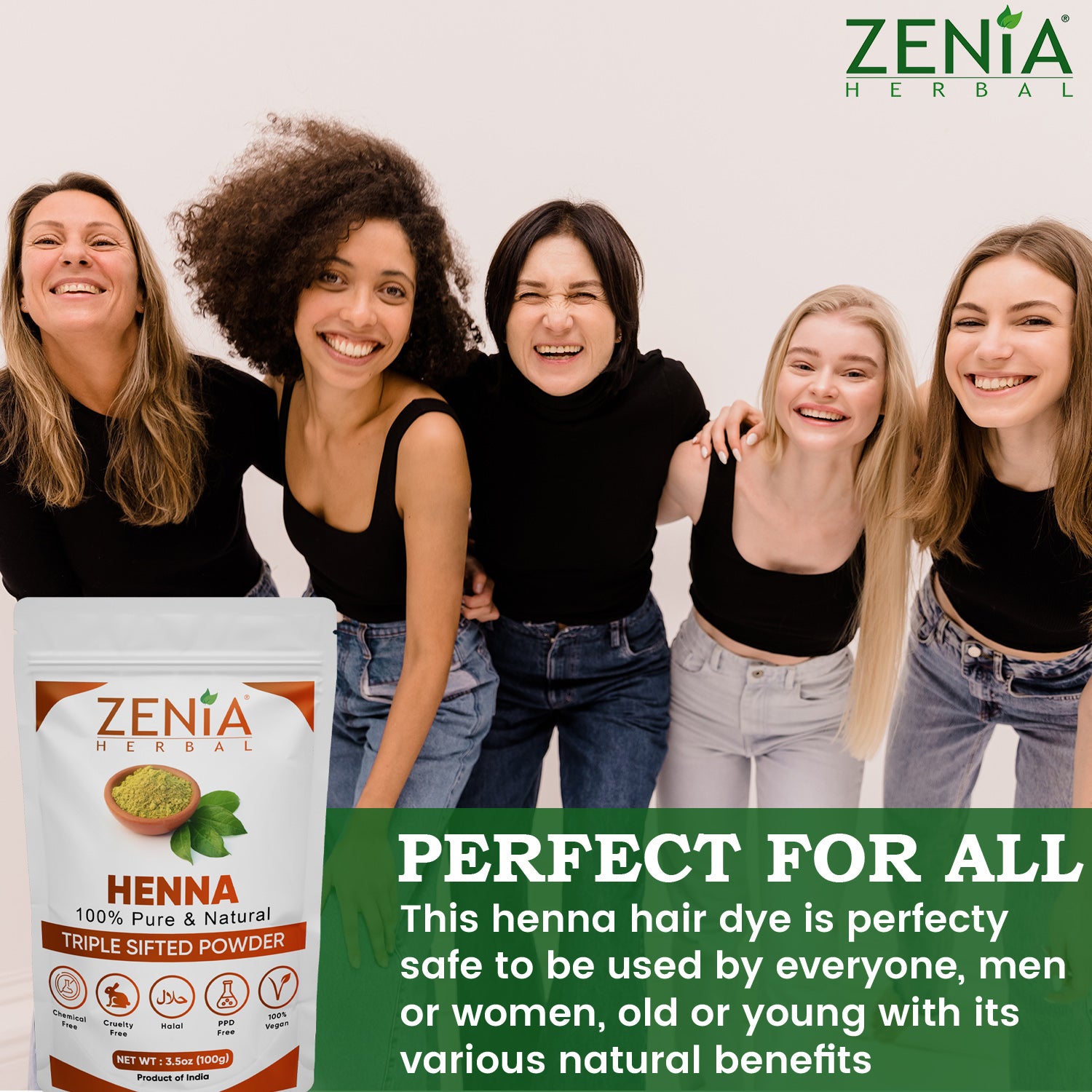 Zenia Pure Henna Powder For Body & Hair Color (Lawsonia inermis) Triple Sifted BAQ 2023 Crop