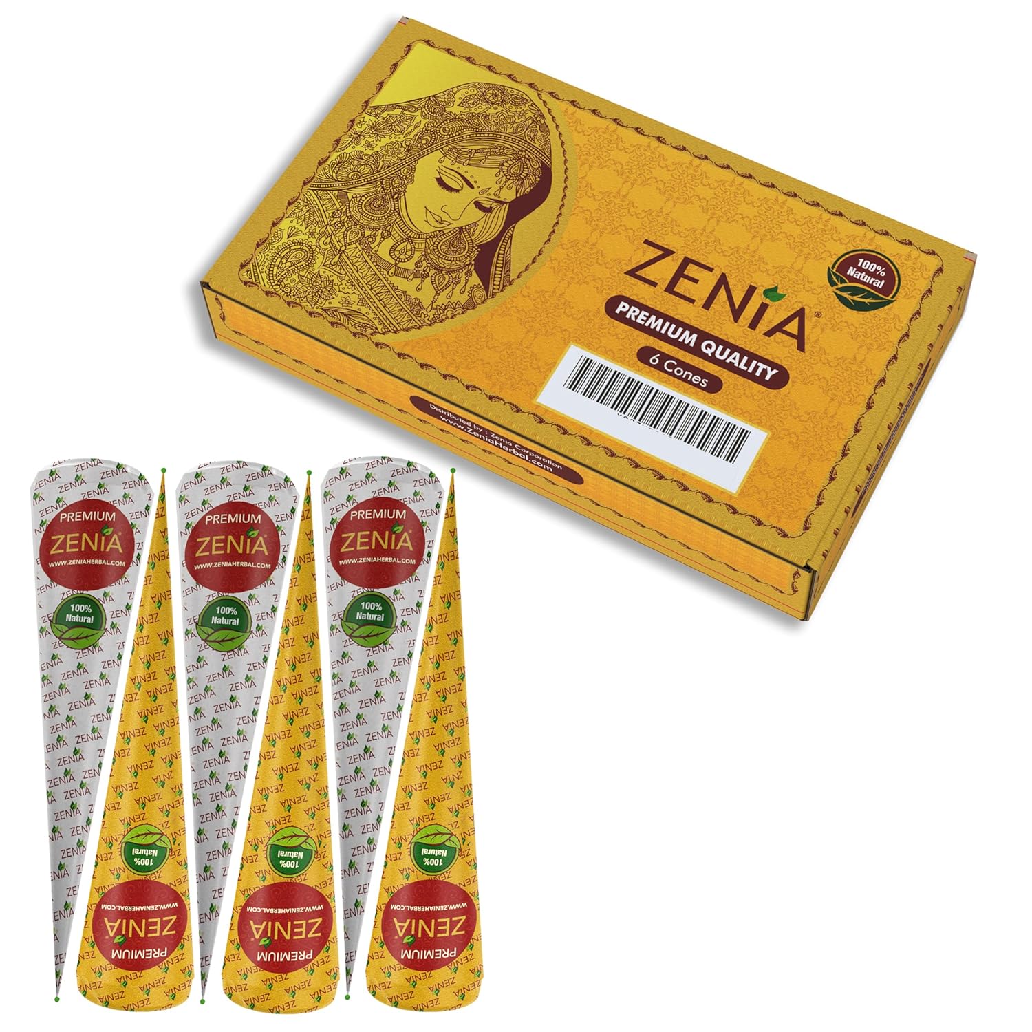 Zenia 100% Natural Premium Henna Cones 35g