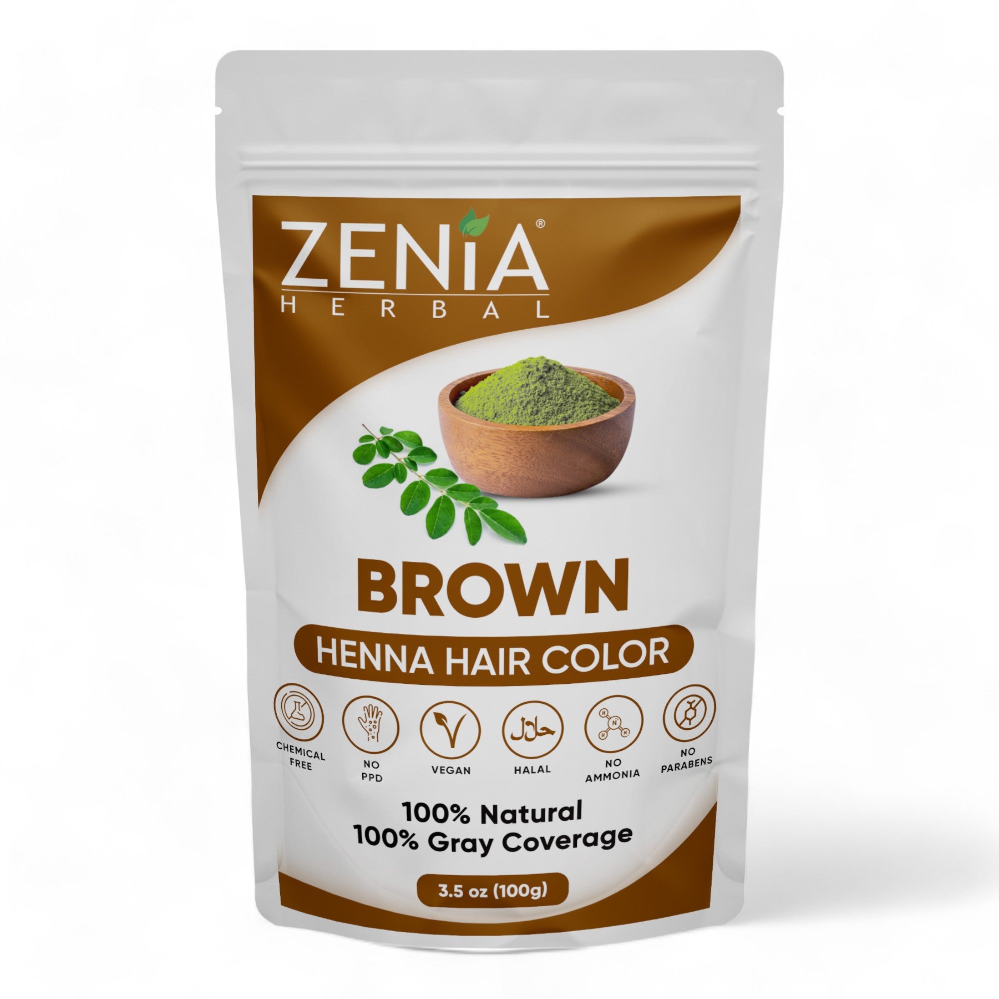 Zenia Henna Hair Color Brown 100g