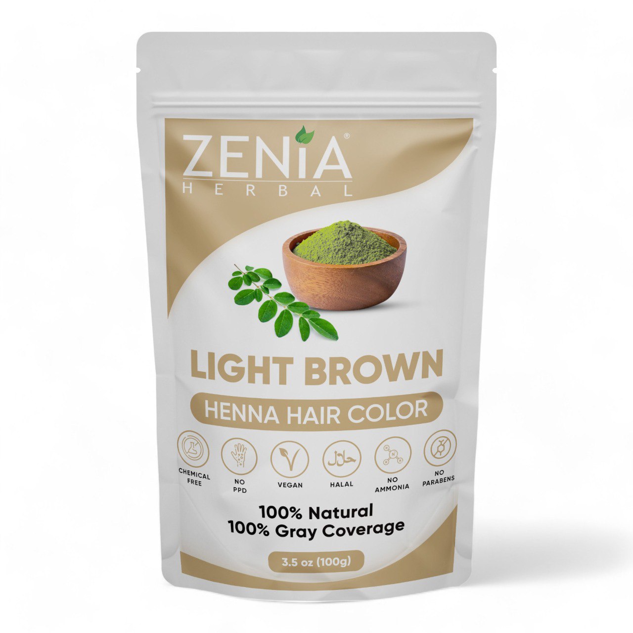 Zenia Organic Henna Hair Color Light Brown 100g