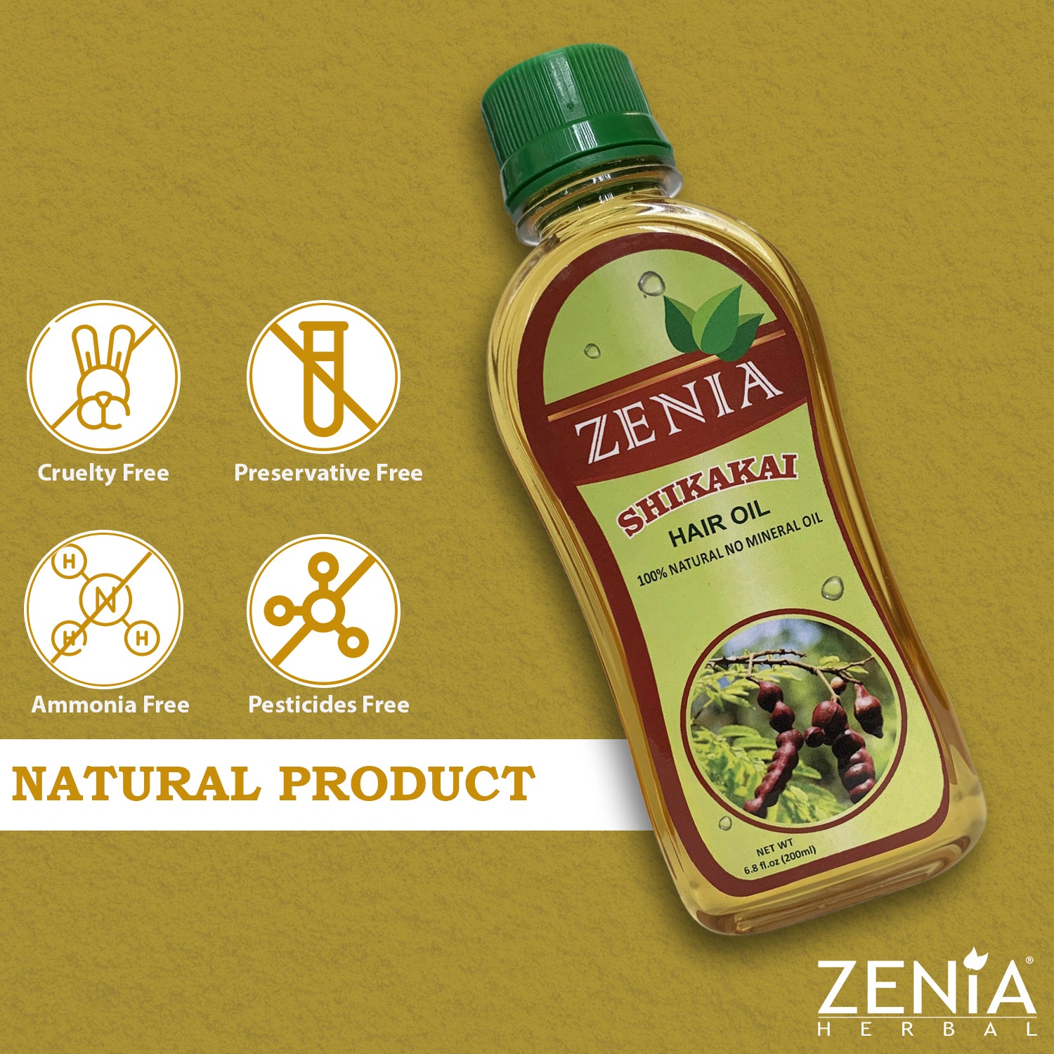 Zenia Shikakai Hair Oil 100% Natural No Mineral Oil 200ml