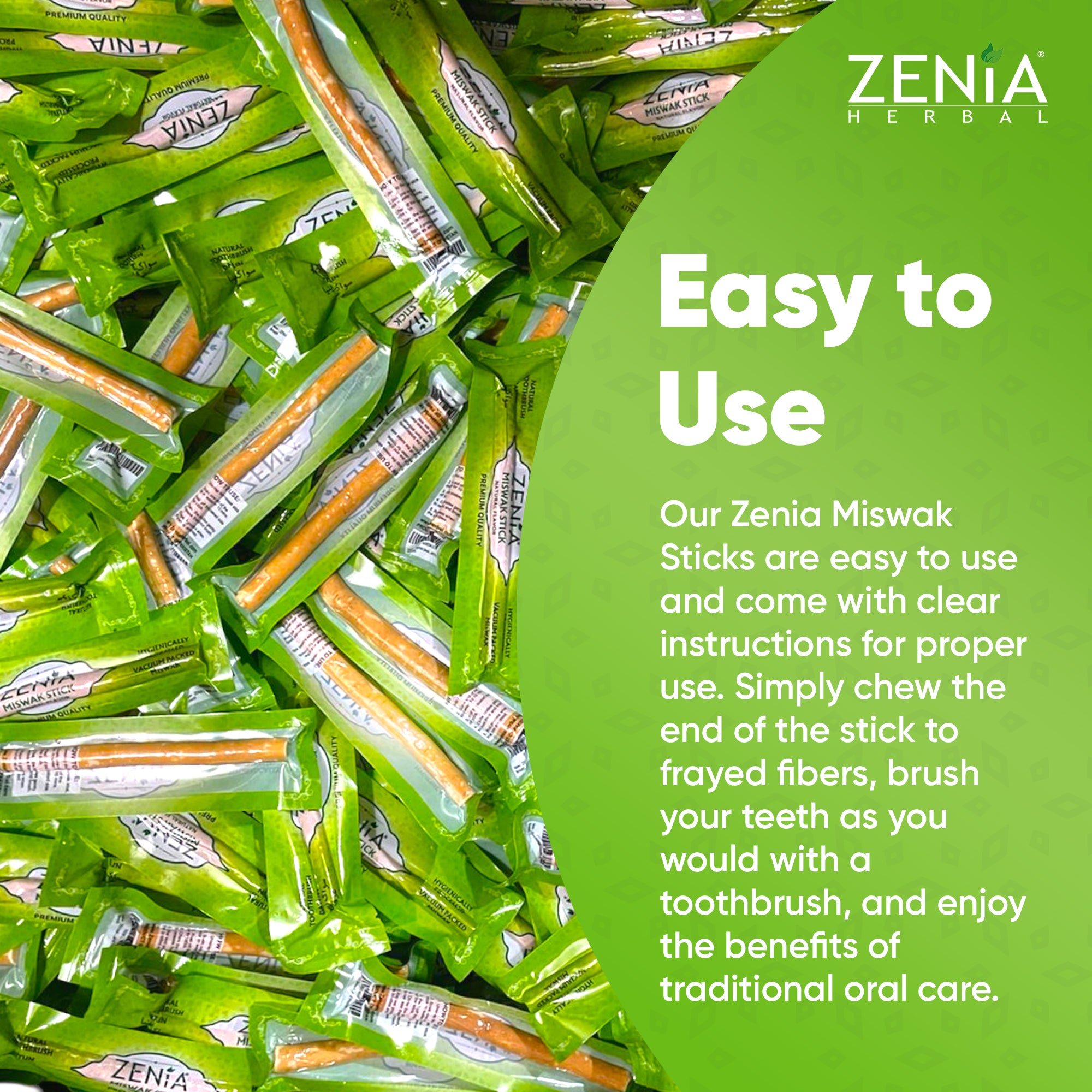 Zenia Sewak Natural Miswak Traditional Toothbrush Stick Vacuum Sealed Natural Flavor