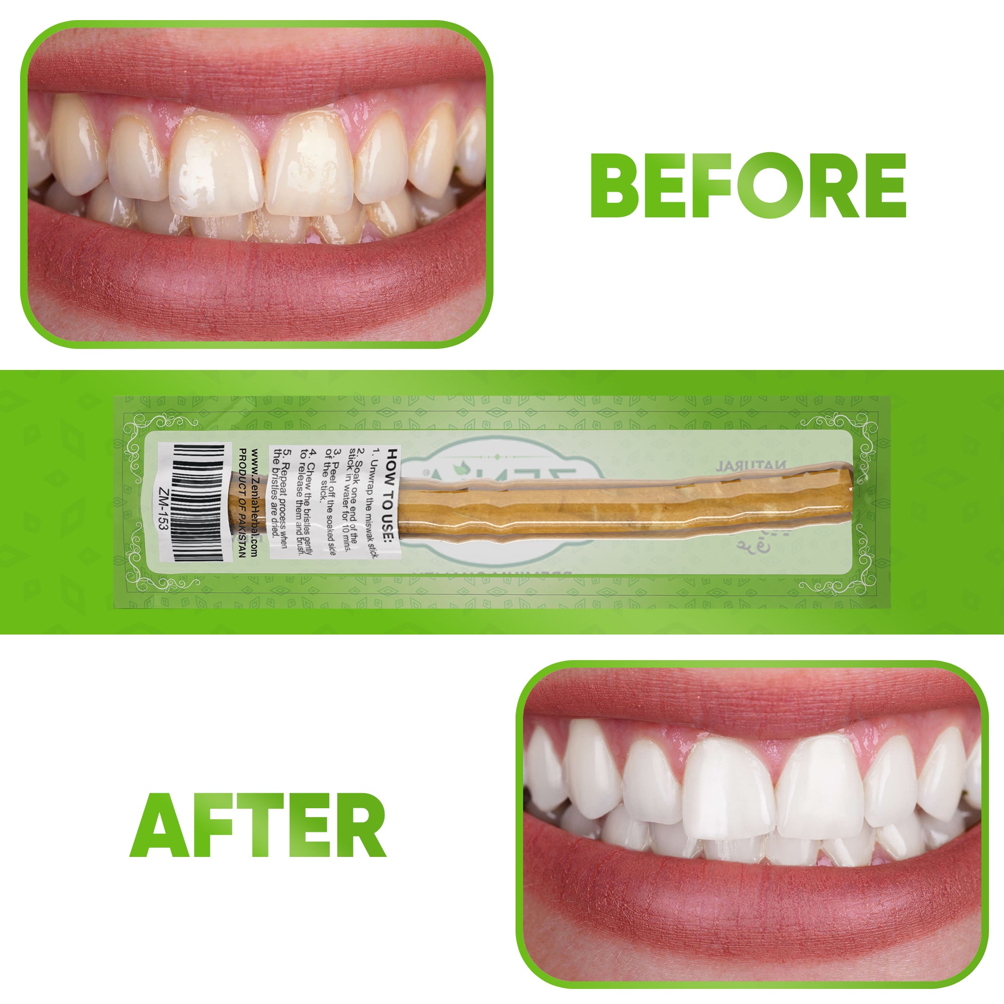 Zenia Sewak Natural Miswak Traditional Toothbrush Stick Vacuum Sealed Natural Flavor