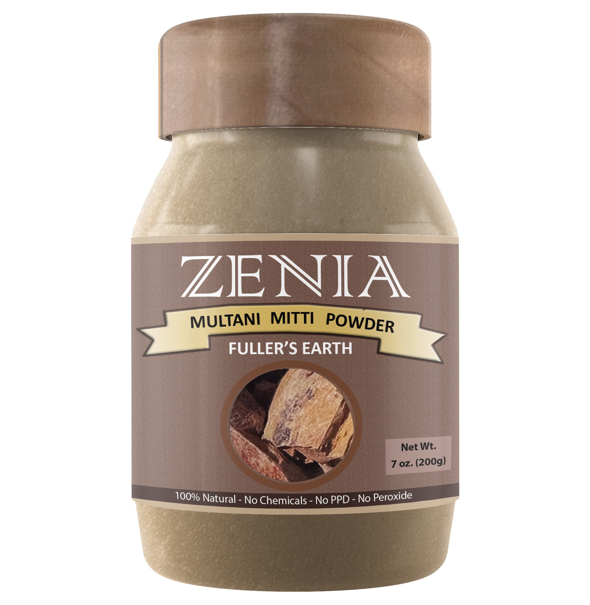 200 grams (7 ounce) Zenia Pure Fullers Earth Powder Jar Multani Mitti Mud Face Pack Powder