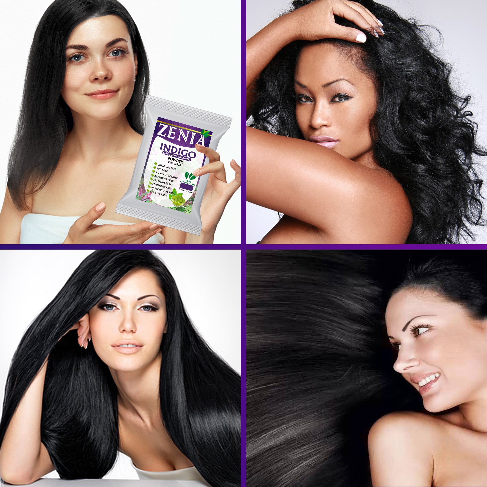 Zenia Indigo Powder Hair & Beard Dye Color 100% Natural Hair Dye