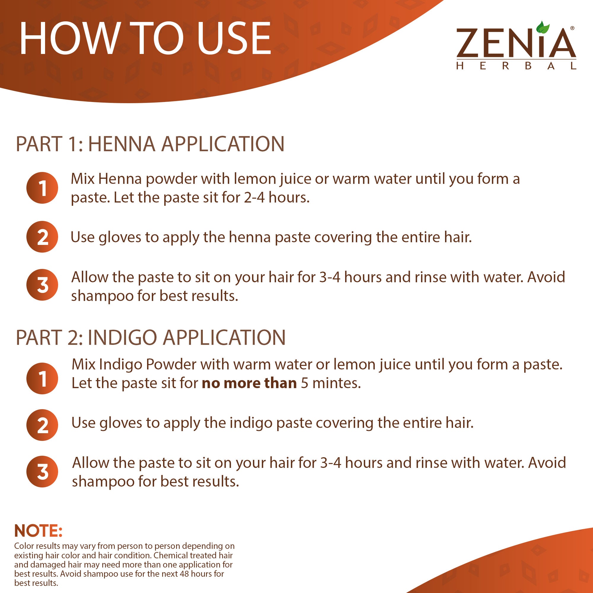 Zenia 100% Pure Indigo Powder and Henna Powder Hair Color Combo Kit 100 Grams Each 2023 Crop