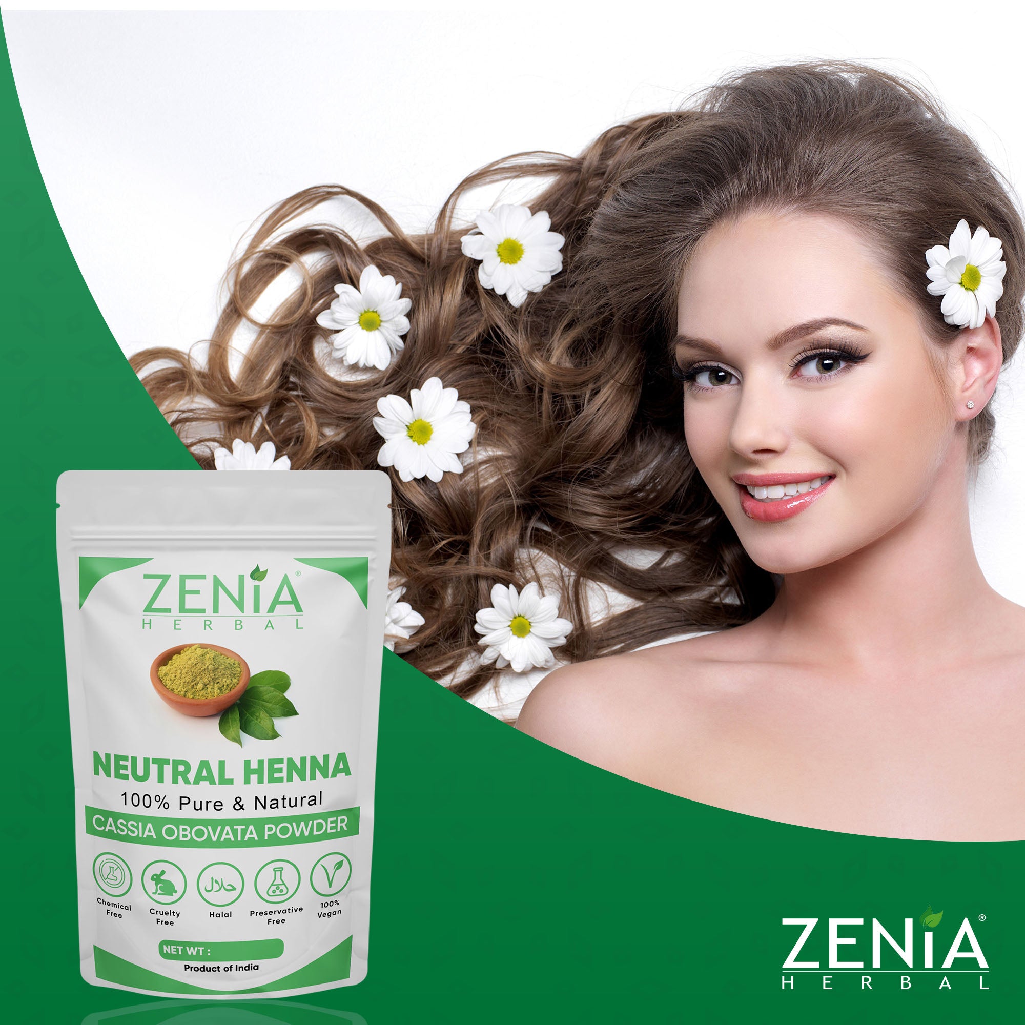 Zenia 100% Pure Neutral Henna Powder (Cassia Obovata) Colorless Henna