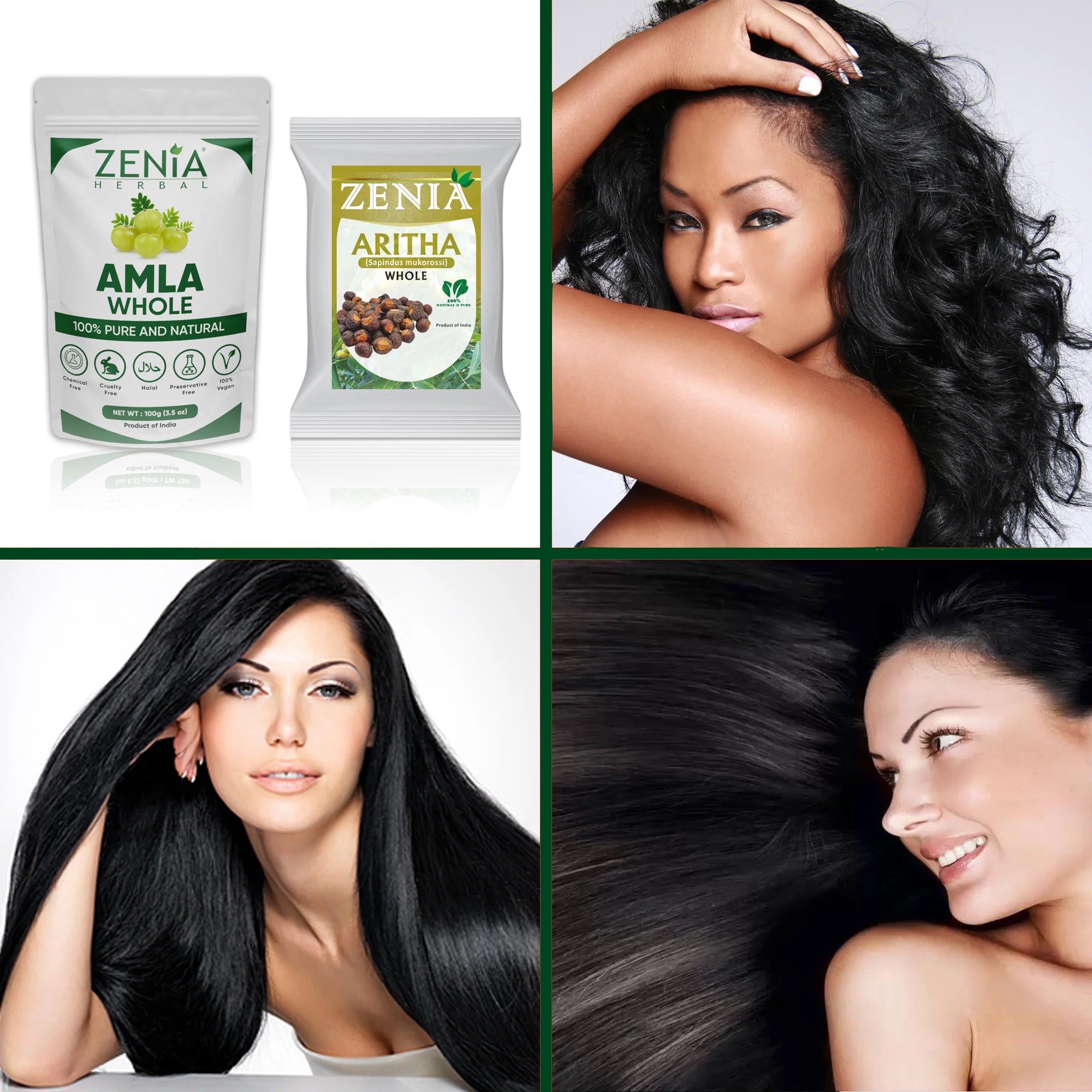 Zenia 100% Amla Whole and Aritha Whole Hair Kit 100 Grams Each