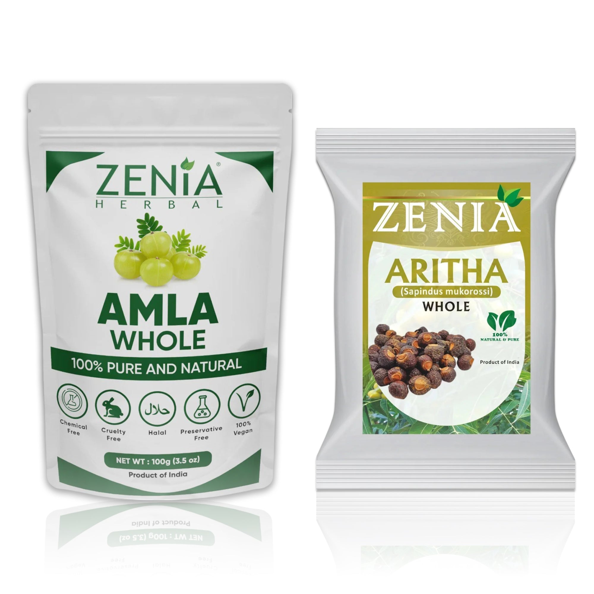 Zenia 100% Amla Whole and Aritha Whole Hair Kit 100 Grams Each