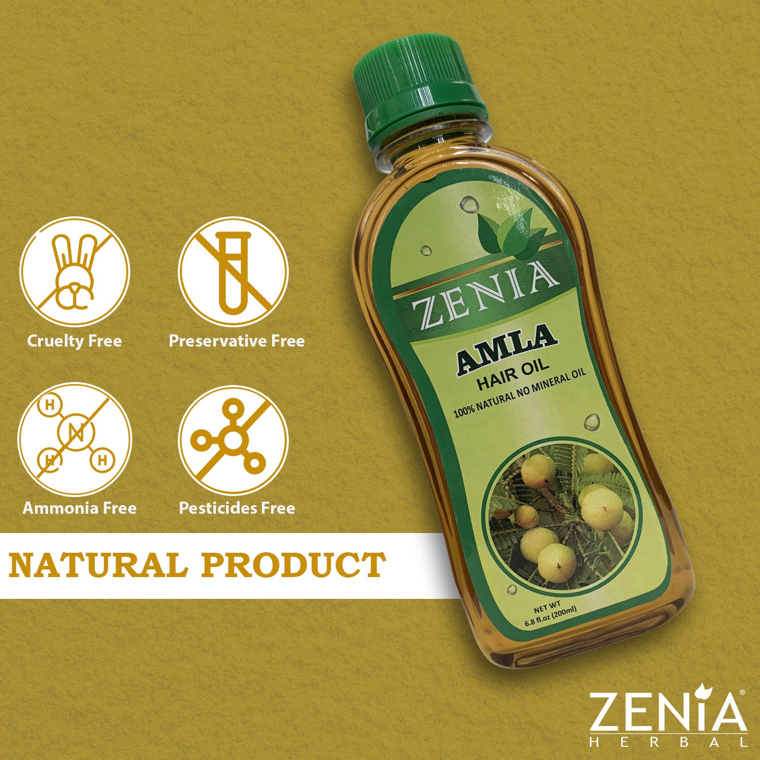 Zenia Amla Hair Oil 100% Natural for Hair Growth, Strong & Healthy Hair 200ml