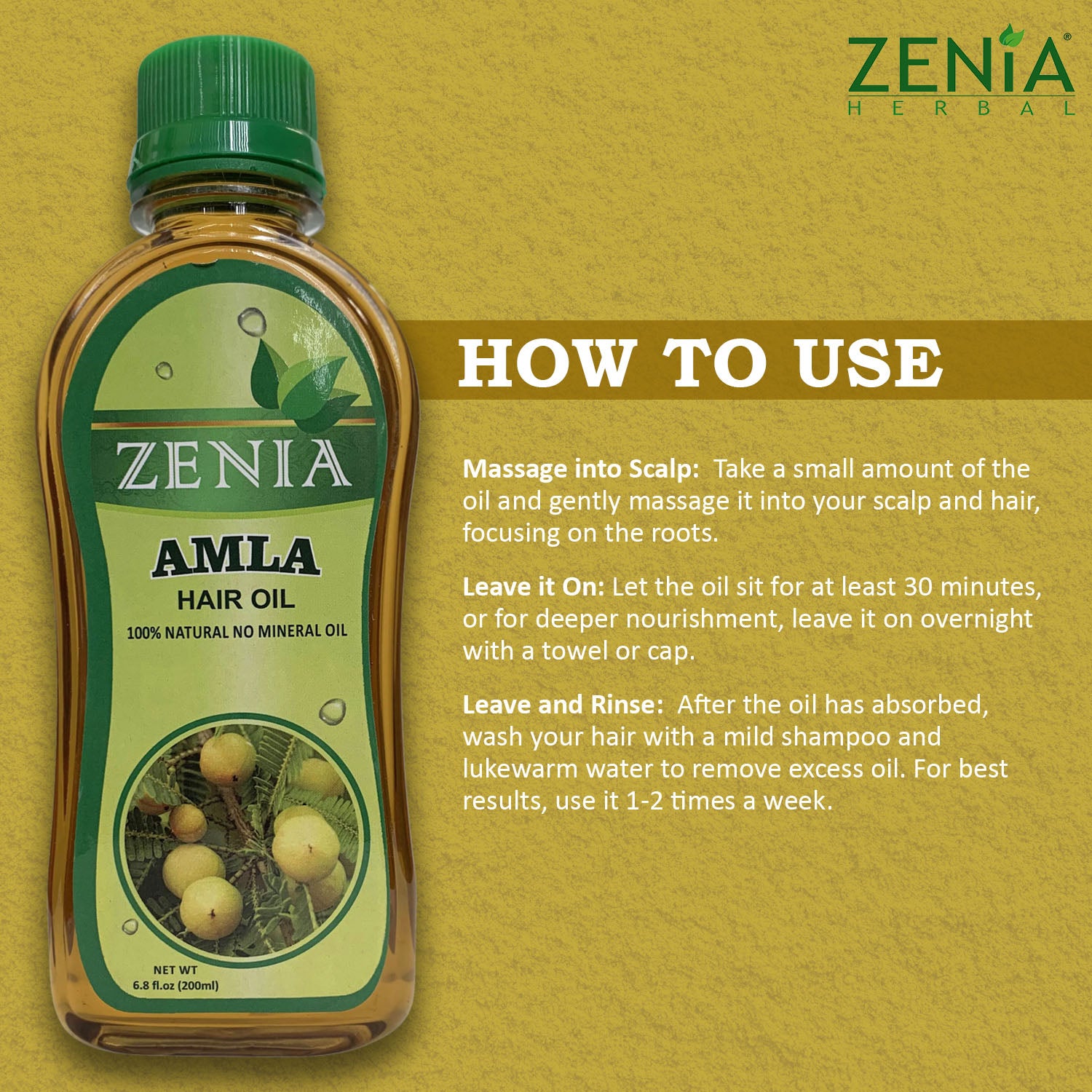 Zenia Amla Hair Oil 100% Natural for Hair Growth, Strong & Healthy Hair 200ml