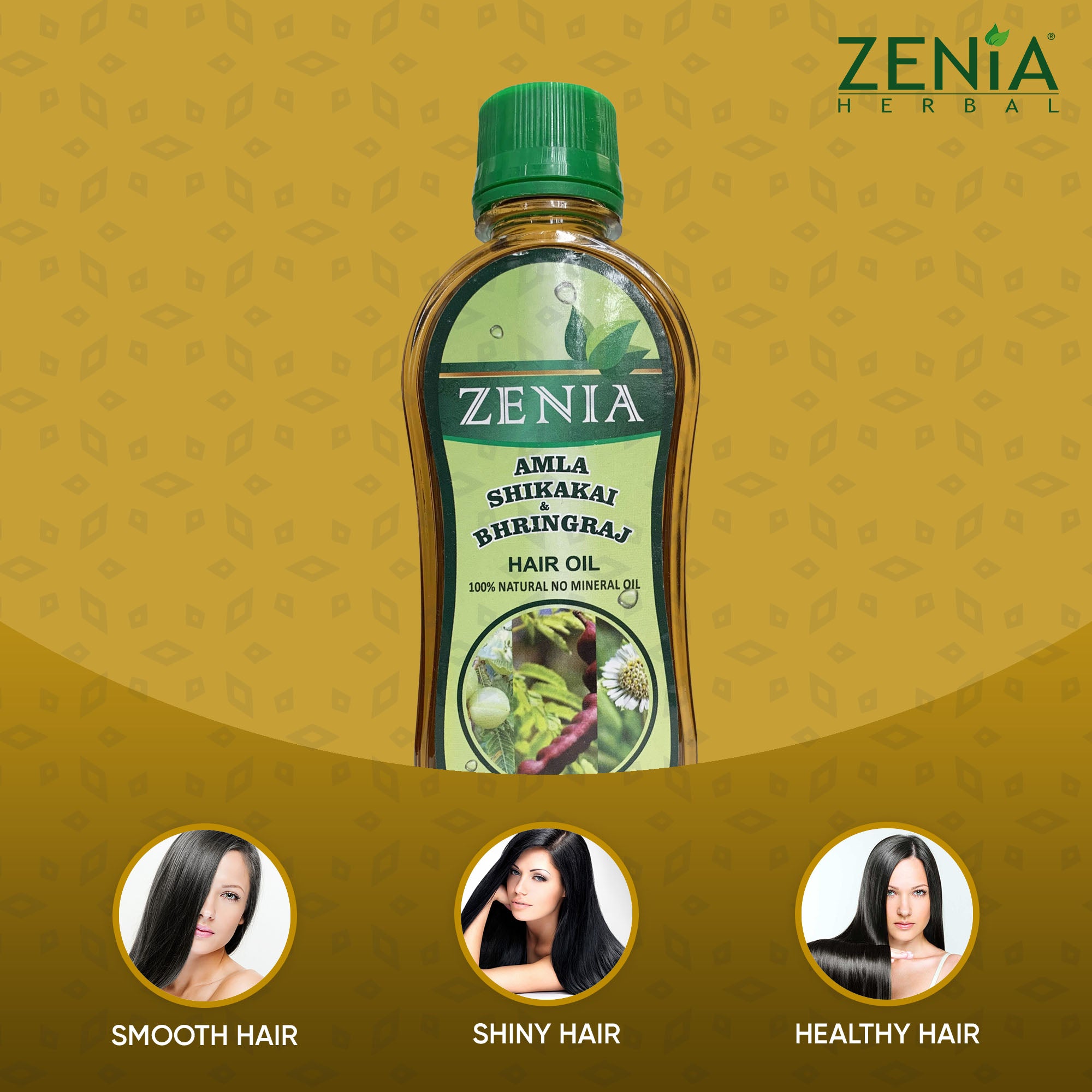 Zenia Amla Shikakai Bhringraj Hair Oil 100% Natural No Mineral Oil 200ml