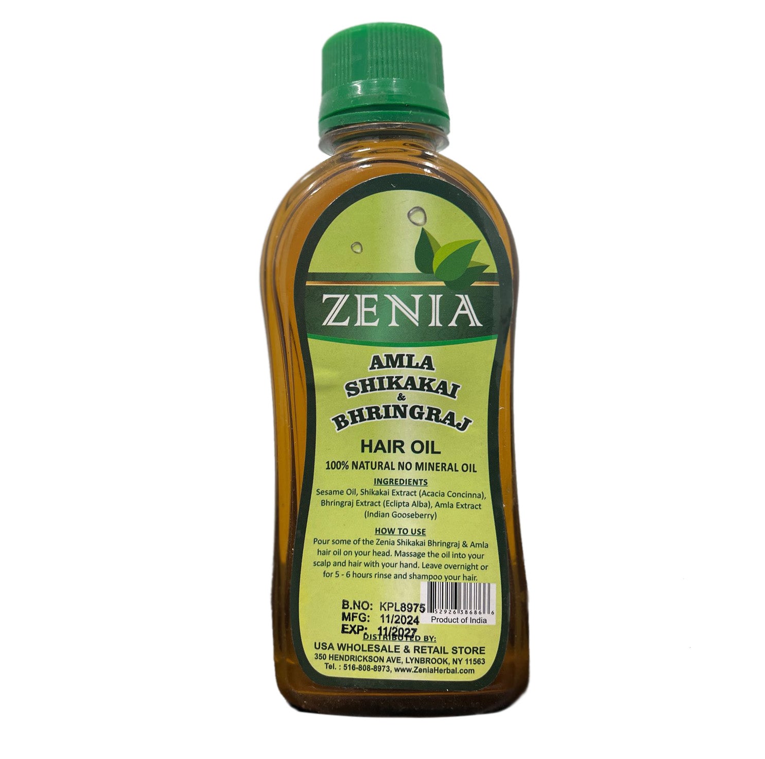 Zenia Amla Shikakai Bhringraj Hair Oil 100% Natural No Mineral Oil 200ml