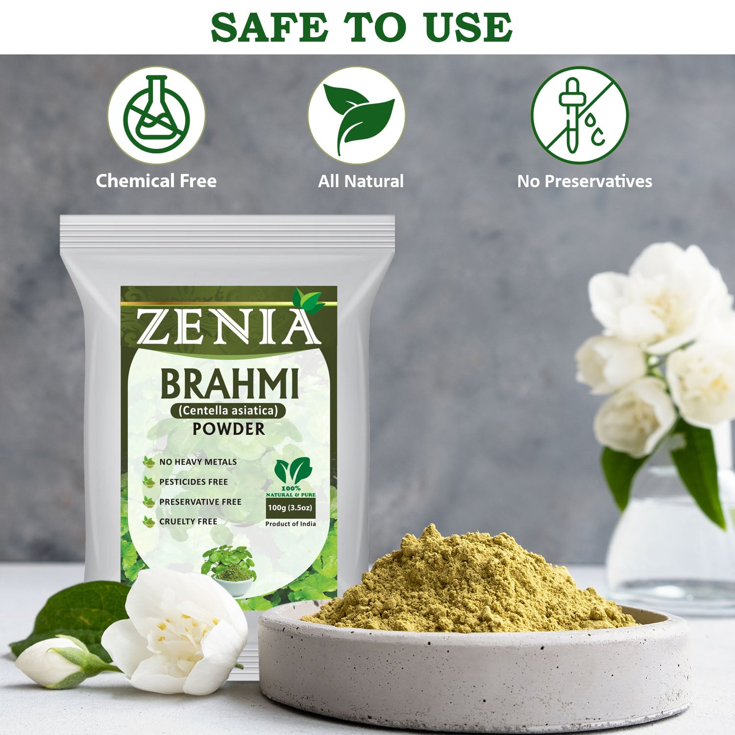 Zenia 100% Pure Brahmi (Bacopa monnieri) Powder