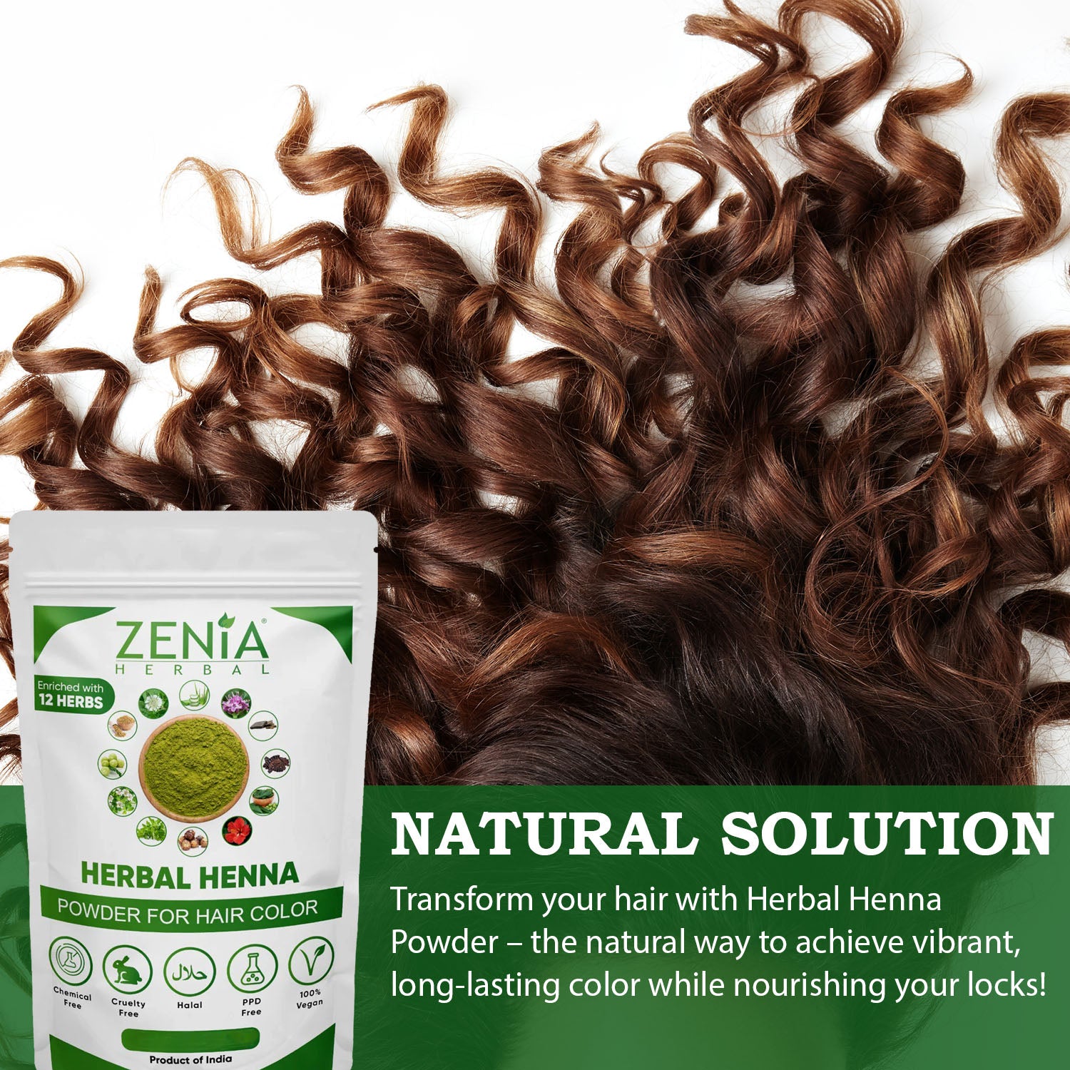 Zenia Herbal Henna Powder Natural Mehndi for Hair Color/Dye | With Goodness of 10+ Herbs