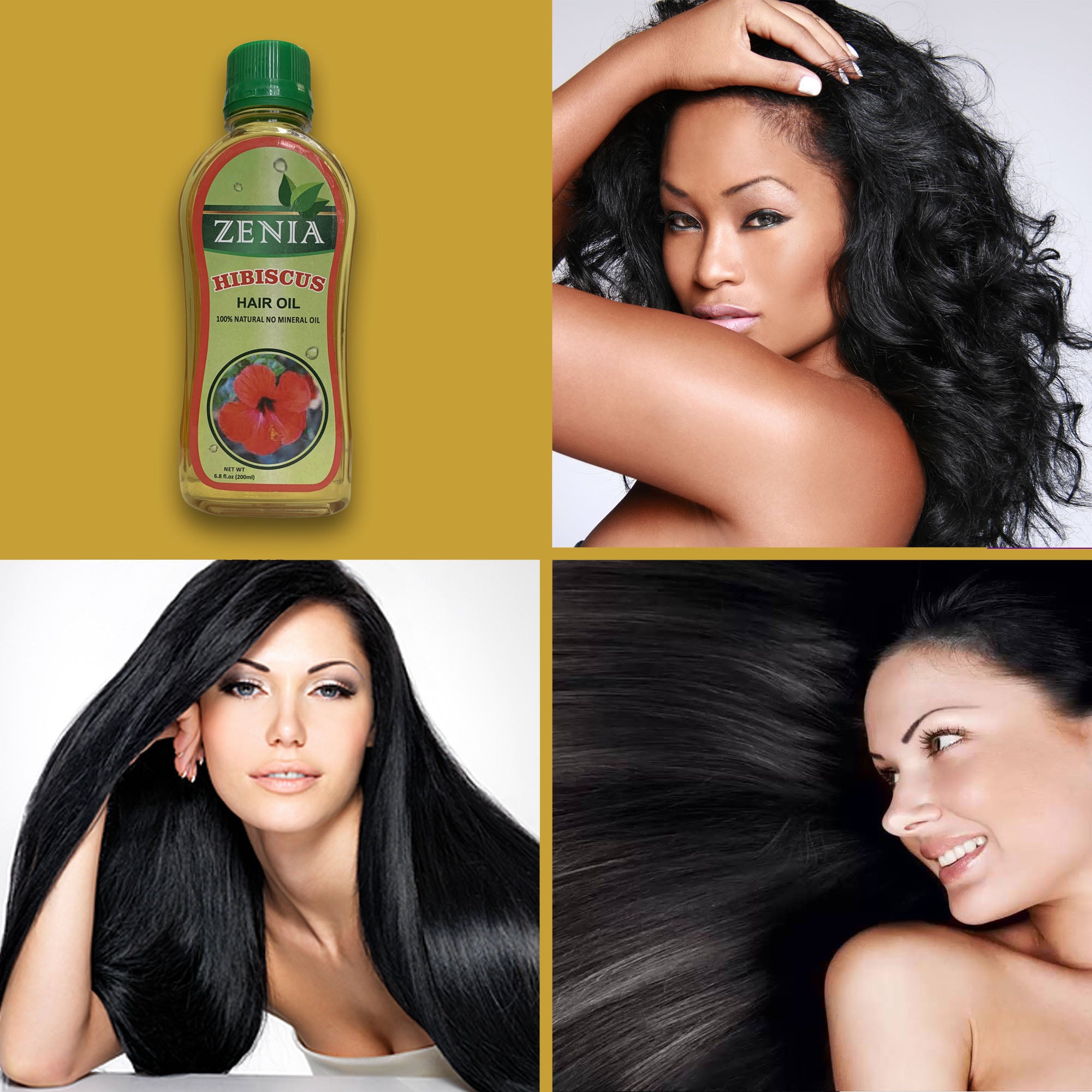 Zenia Hibiscus Hair Oil 100% Natural No Mineral Oil 200ml