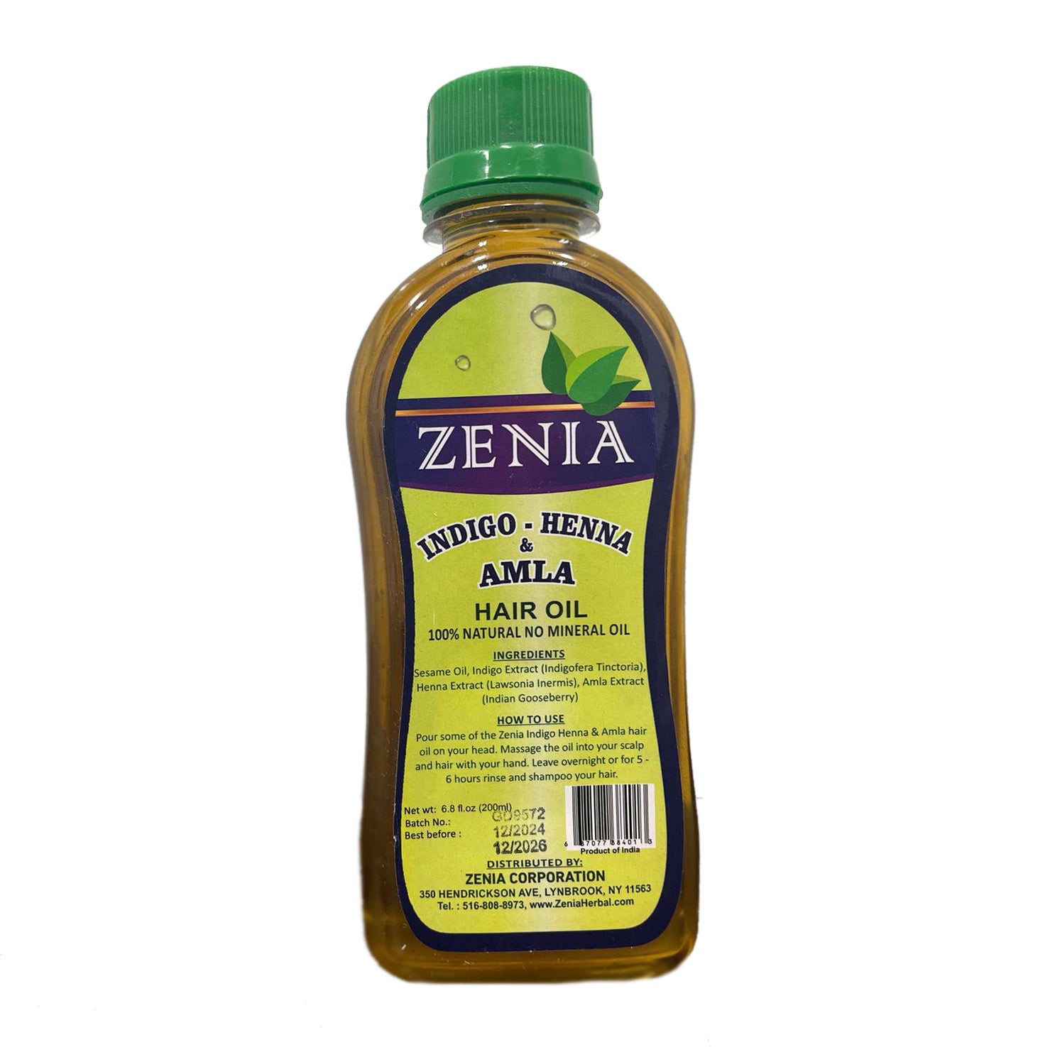 Zenia Indigo Henna Amla Hair Oil 100% Natural No Mineral Oil 200ml