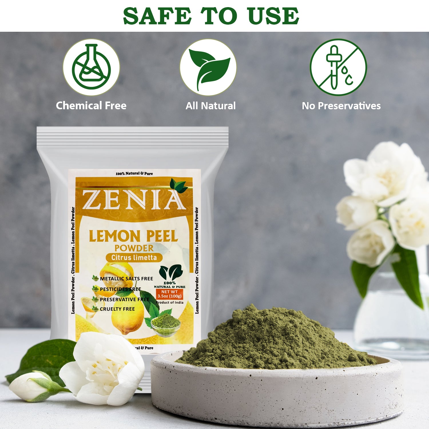 100g Zenia Citrus Lemon Peel Powder