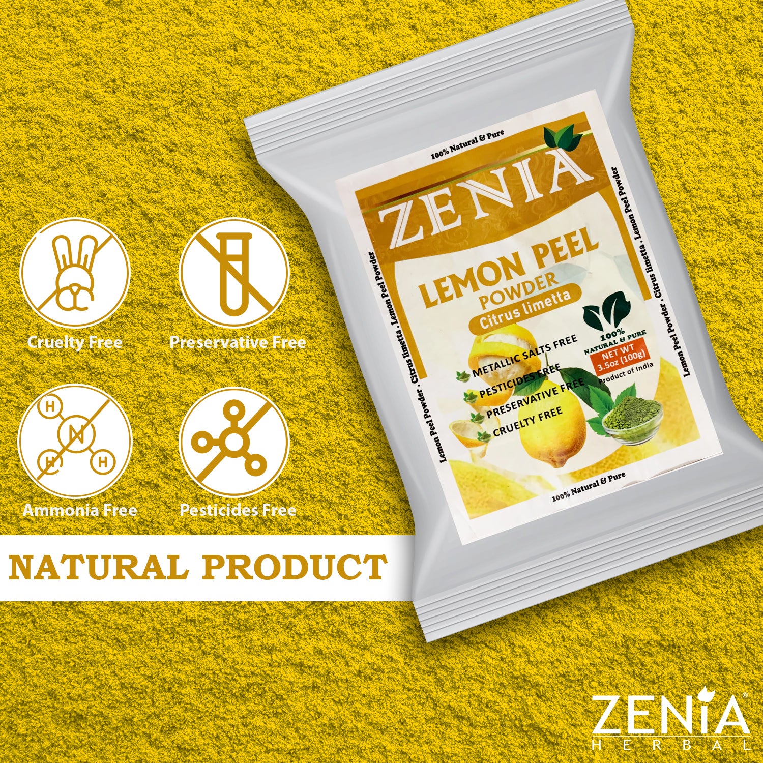 100g Zenia Citrus Lemon Peel Powder