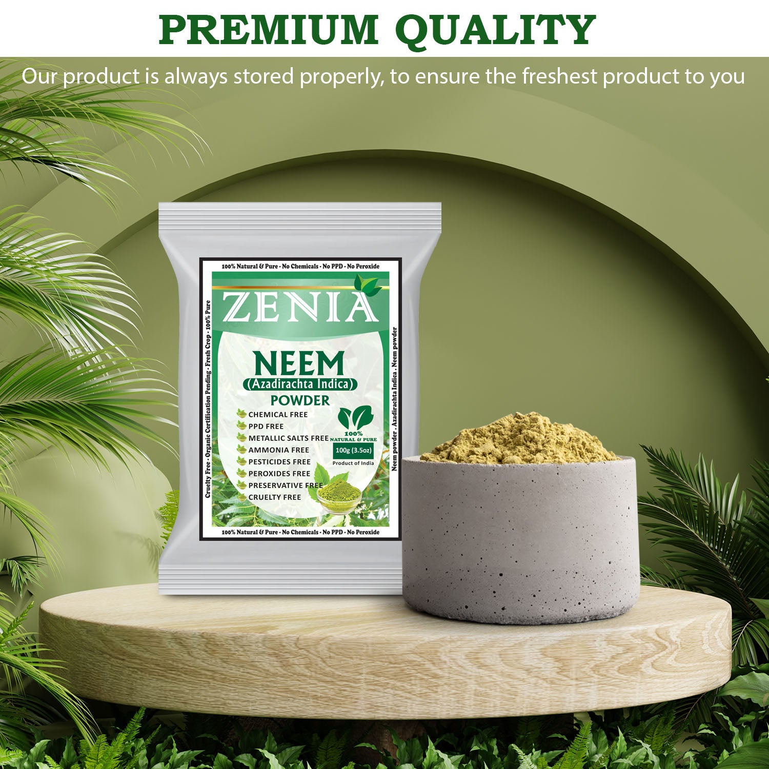 Zenia Pure Neem Powder Edible Grade For Hair, Skin, Health Care