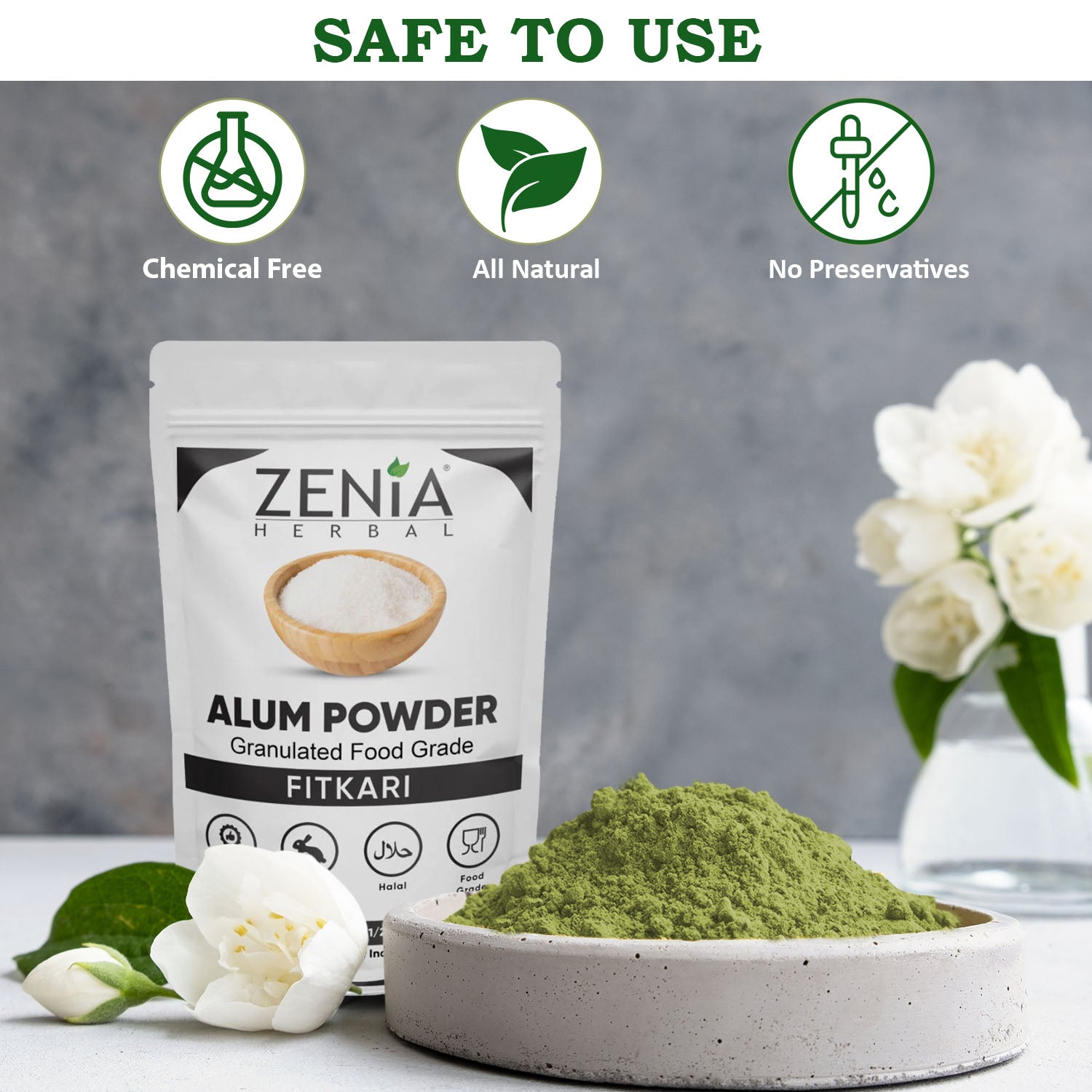 Zenia Alum - Fitakri Powder (Granulated Food Grade)