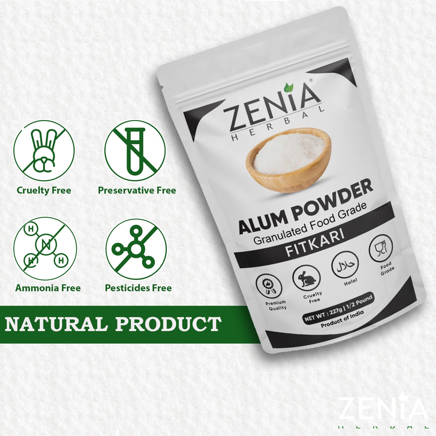 Zenia Alum - Fitakri Powder (Granulated Food Grade)