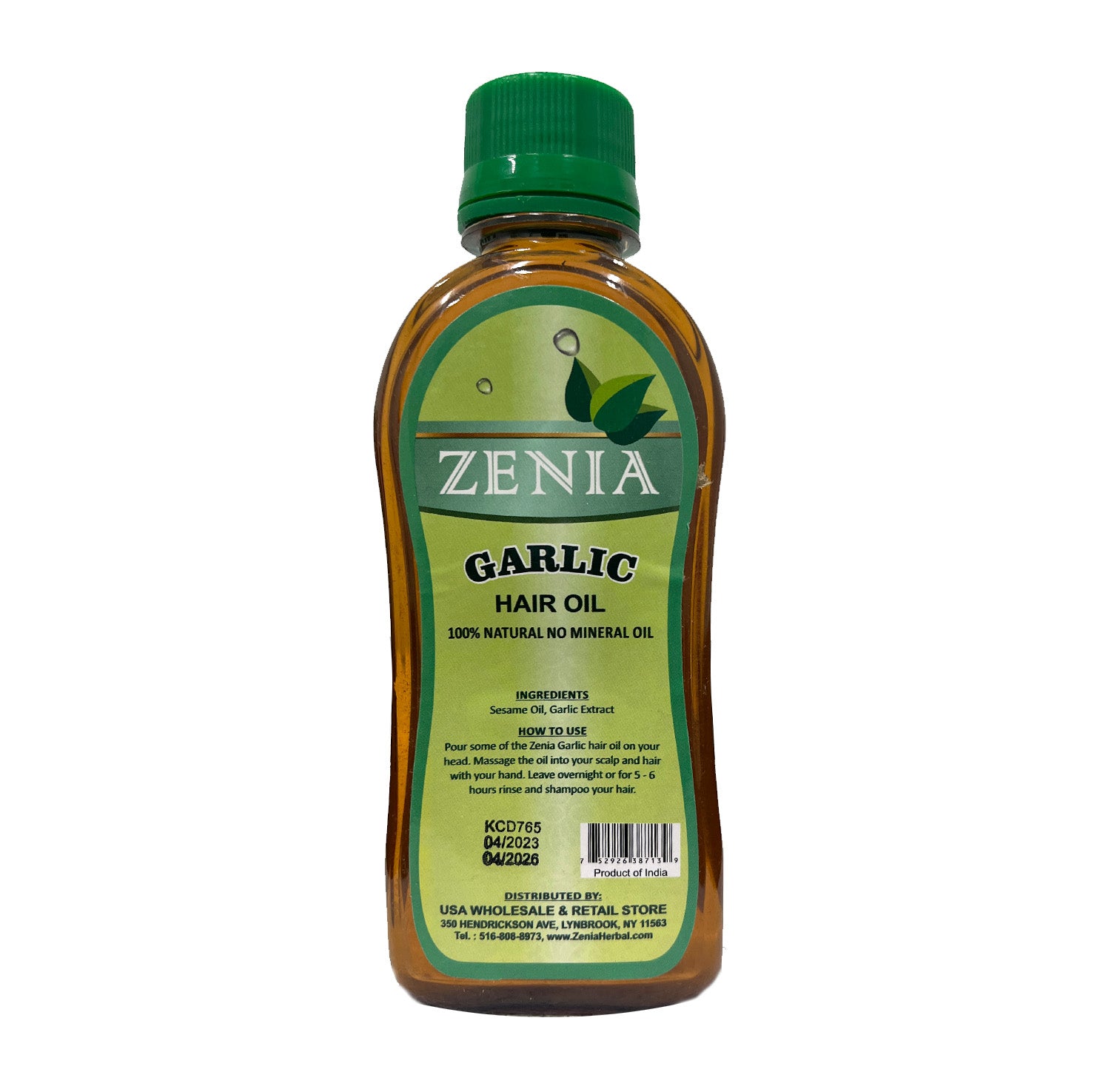 Zenia Garlic Hair Oil 100% Natural No Mineral Oil 200ml