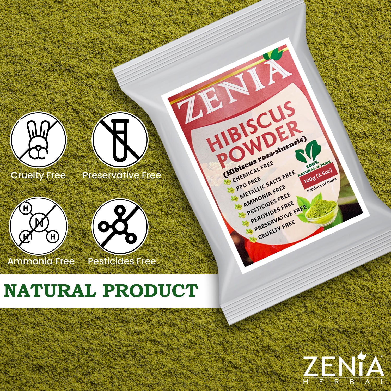 Zenia Pure Hibiscus Flower Powder 100% Raw from India