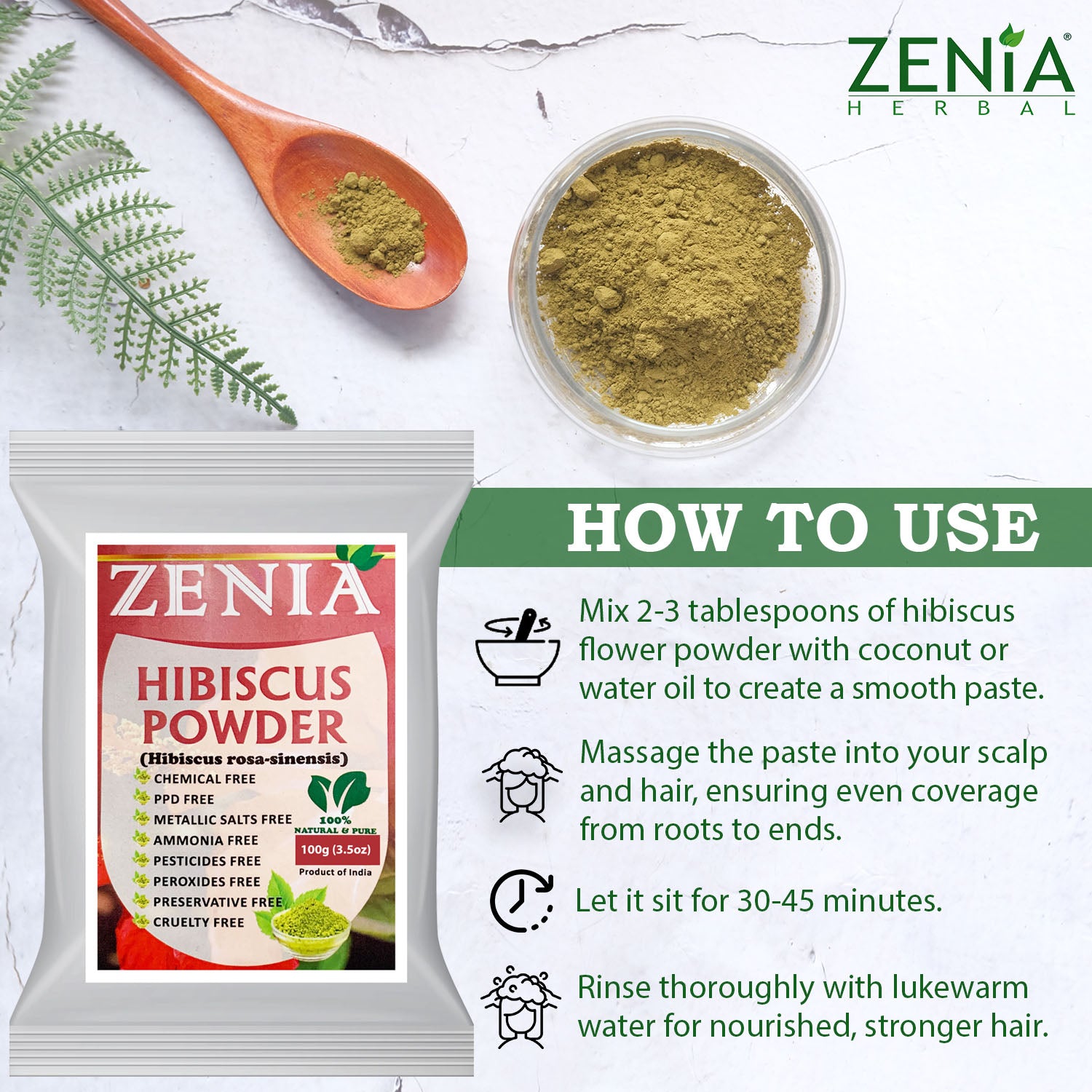 Zenia Pure Hibiscus Flower Powder 100% Raw from India