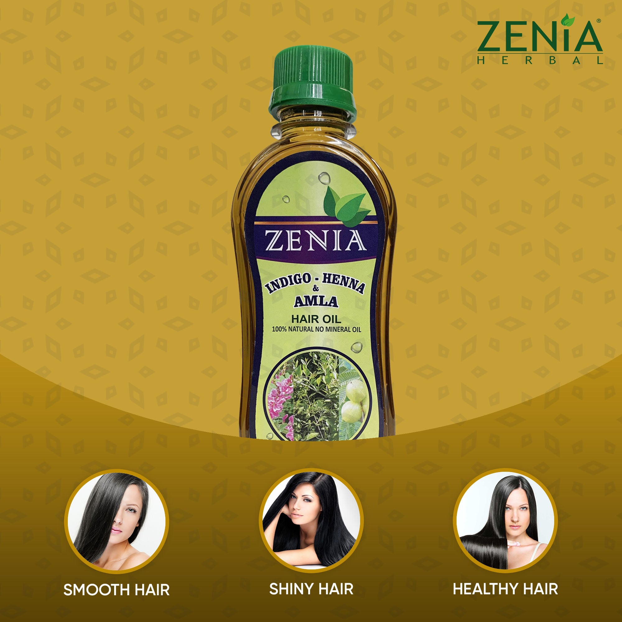 Zenia Indigo Henna Amla Hair Oil 100% Natural No Mineral Oil 200ml