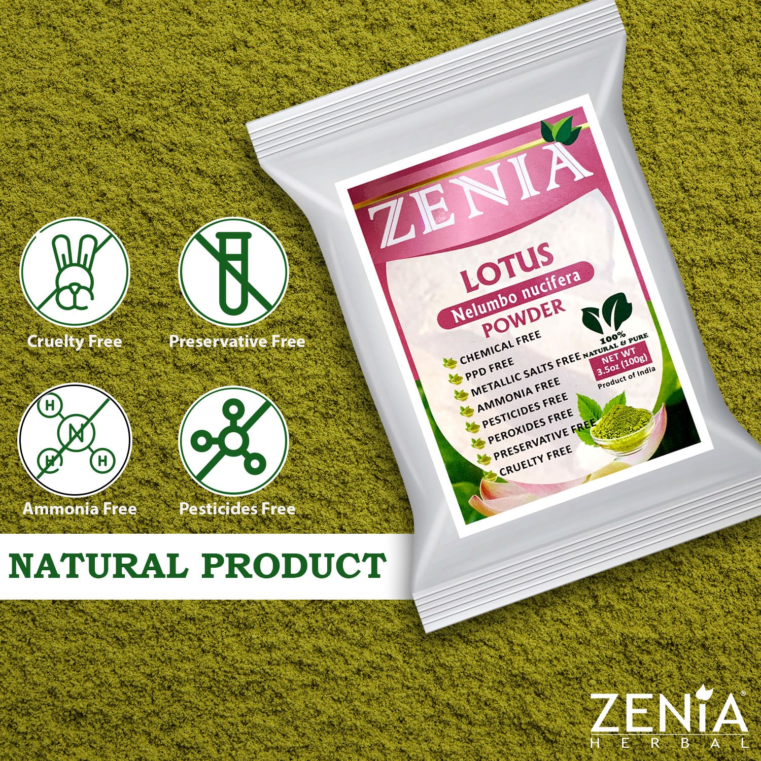 100g Zenia Pure Lotus Powder