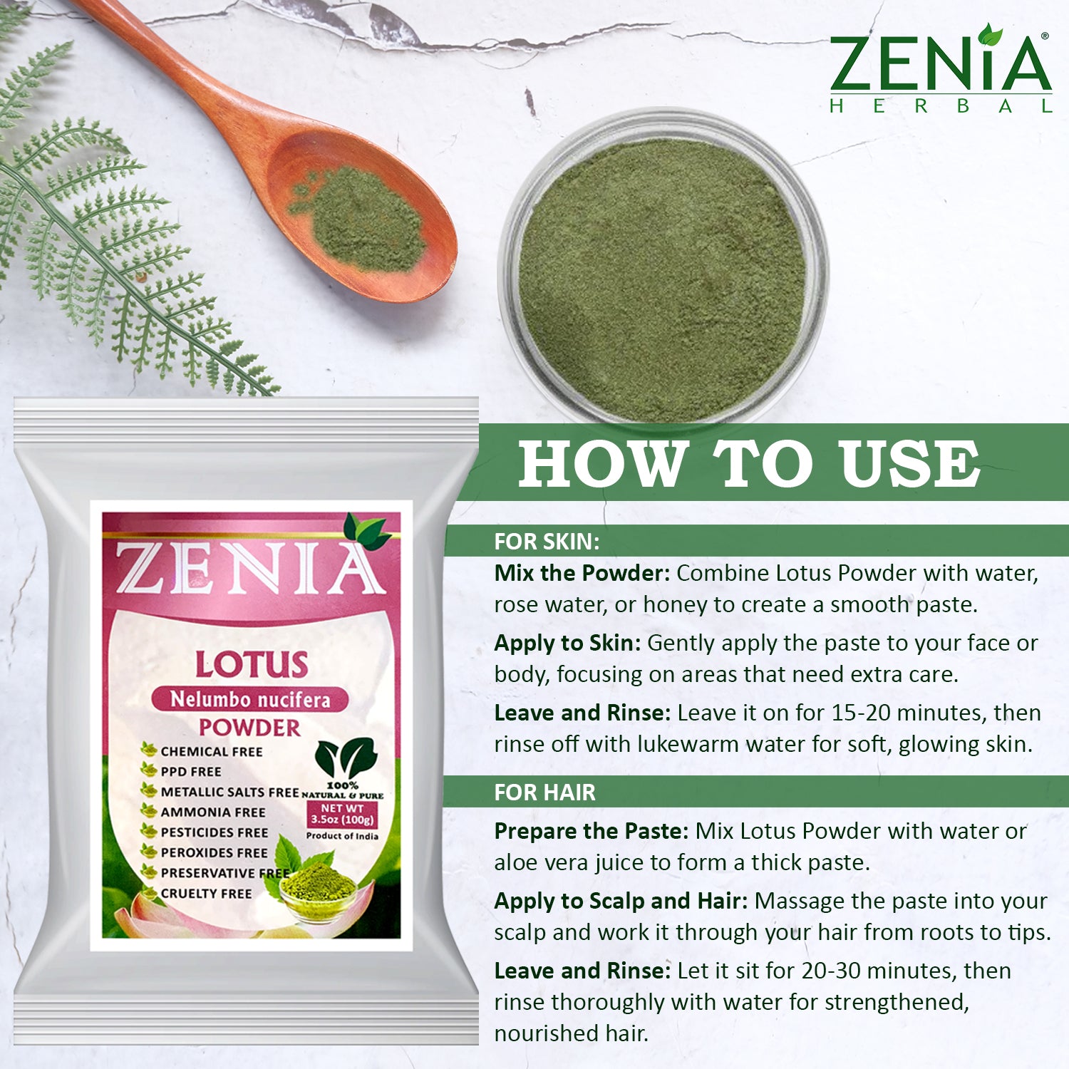 100g Zenia Pure Lotus Powder