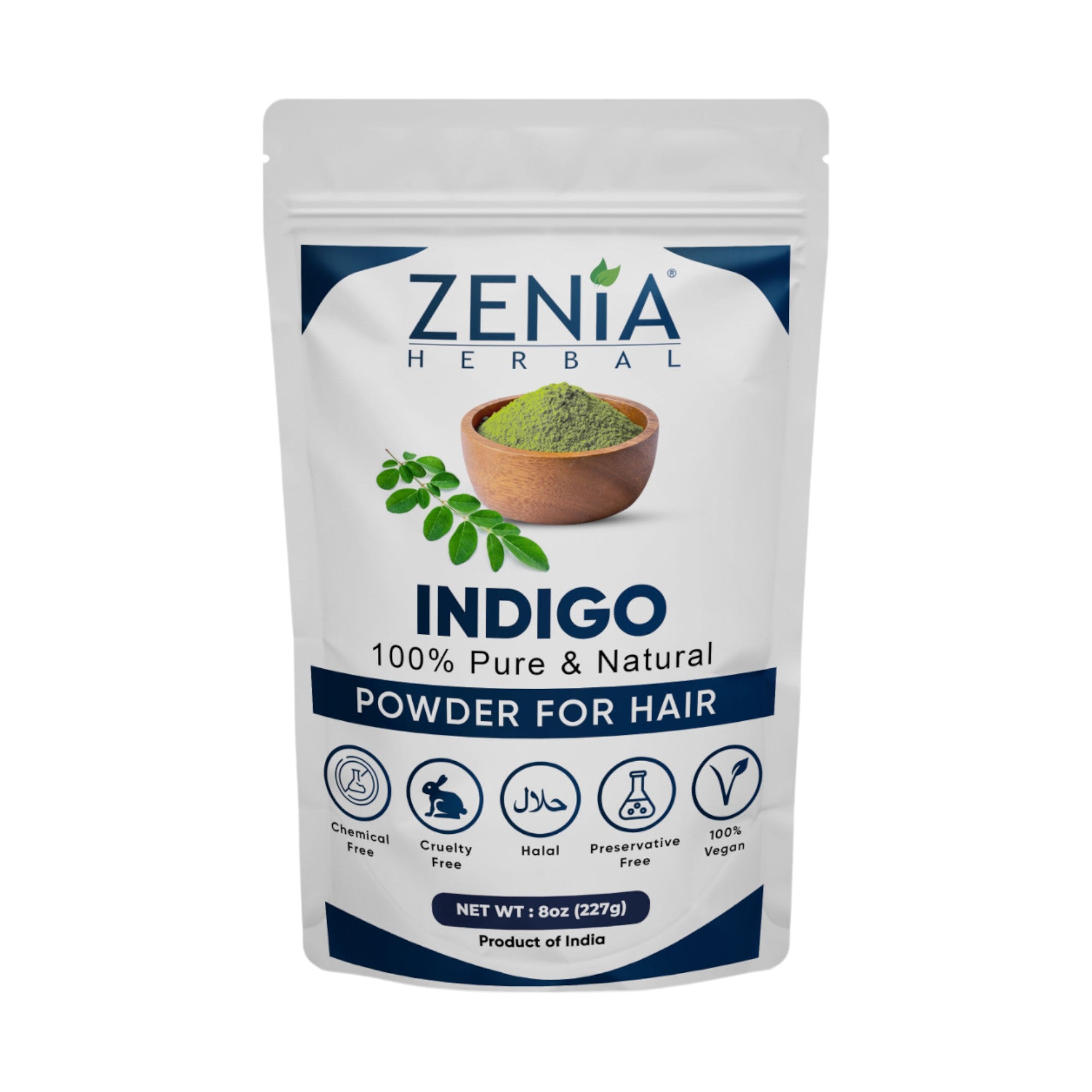 Zenia Indigo Powder Hair & Beard Dye Color 100% Natural Hair Dye