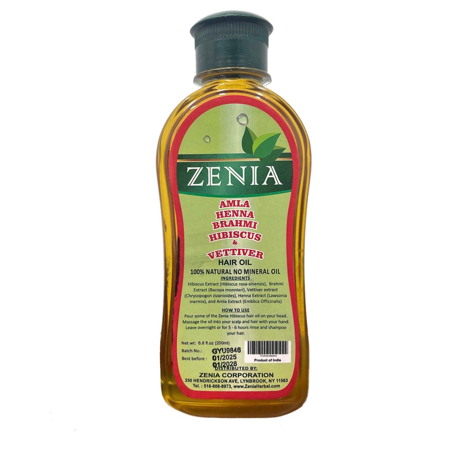 Zenia Amla Henna Brahmi Hibsicus & Vettiver Hair Oil 200ml