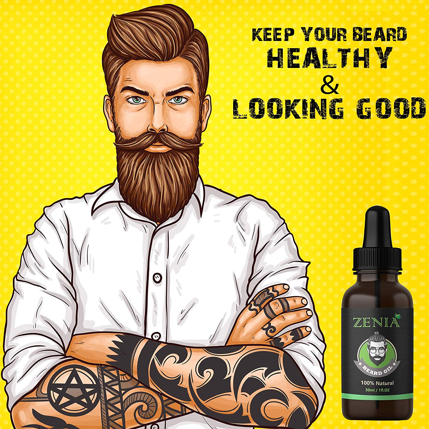 Zenia Natural Mustache Beard Hair Growth Oil 1oz