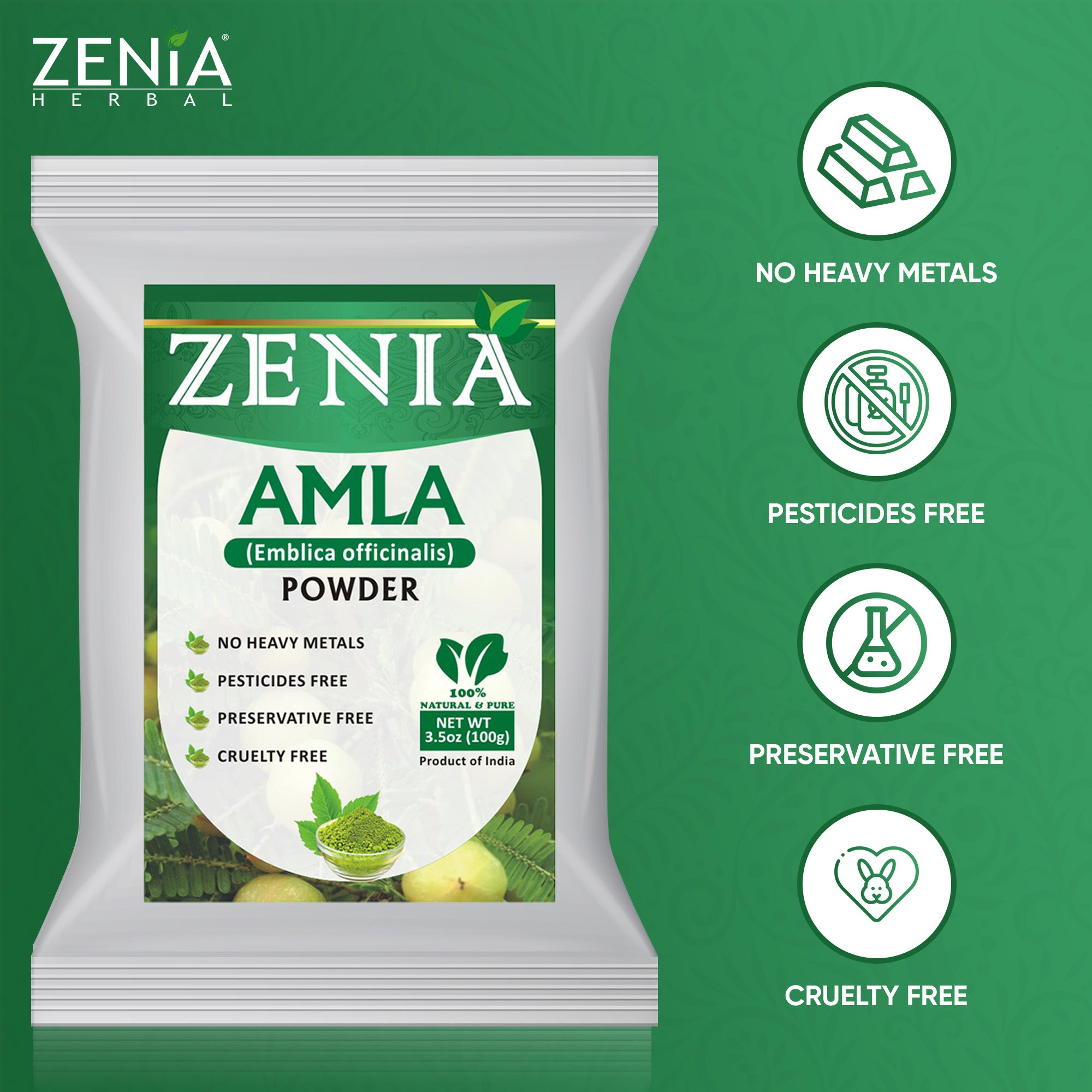 Zenia 100% Pure Amla Powder (Amalaki Indian Gooseberry) Powder