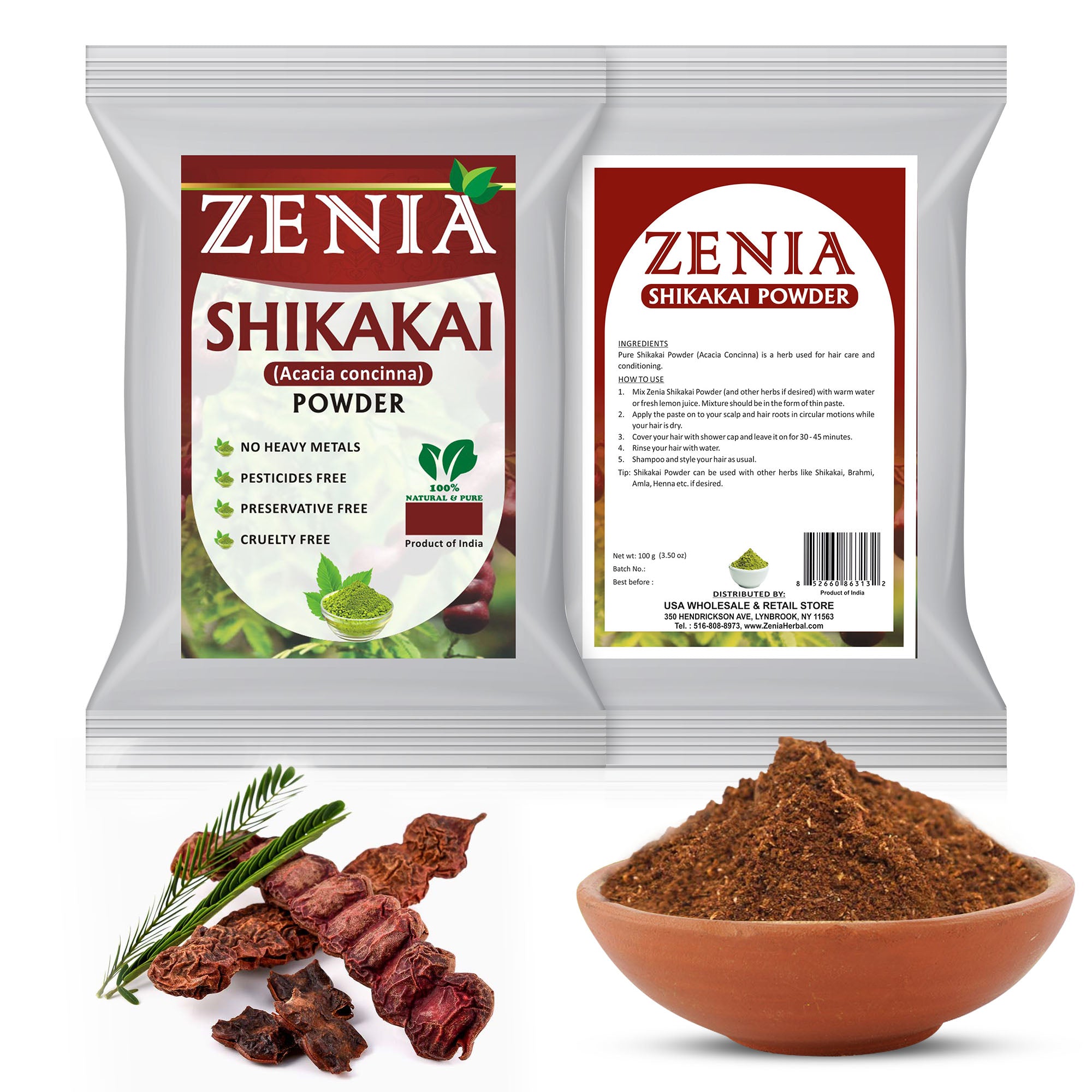 Zenia Herbal Hair Care Powders Combo Pack Amla Powder, Brahmi Powder, Shikakai Powder, Aritha Powder 100 Grams Each