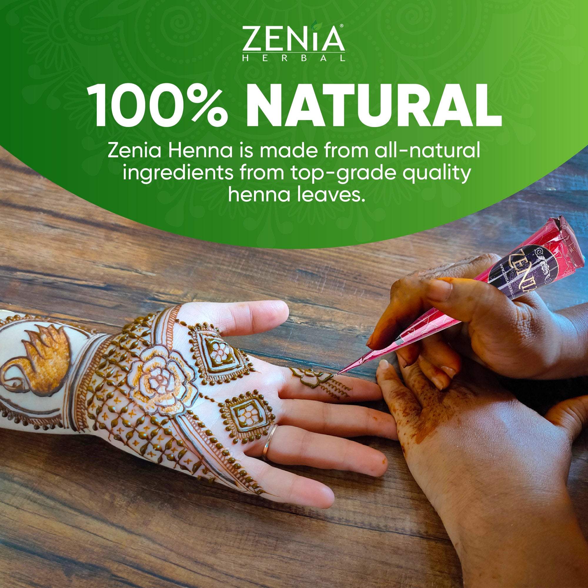 Zenia 100% Natural Henna Cones Mehndi Cones For Temporary Body Art Tattoo Freckles | Herbal Henna Paste Cones