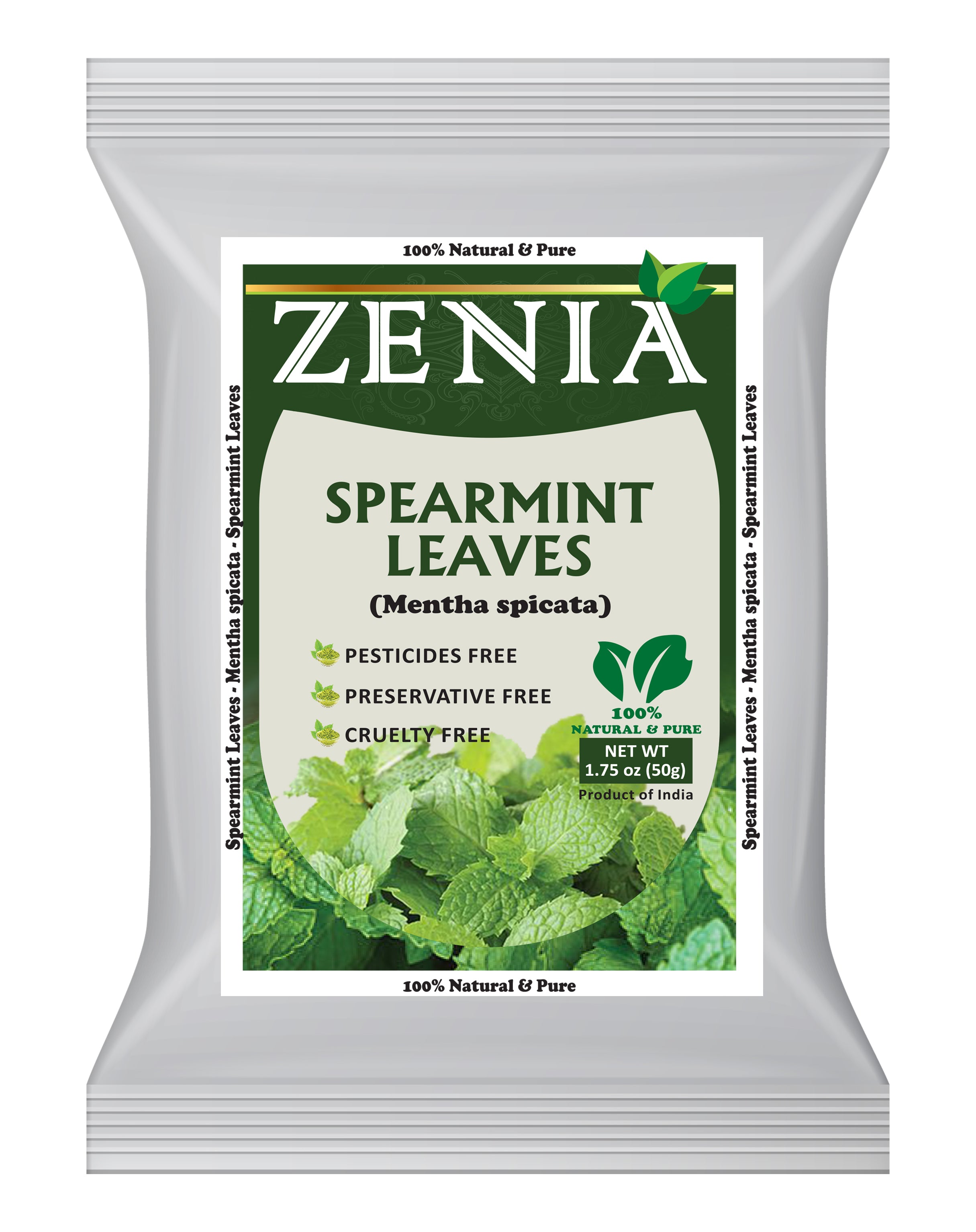 50 grams (1.75oz) Zenia Spearmint Dried Leaves 100% Pure