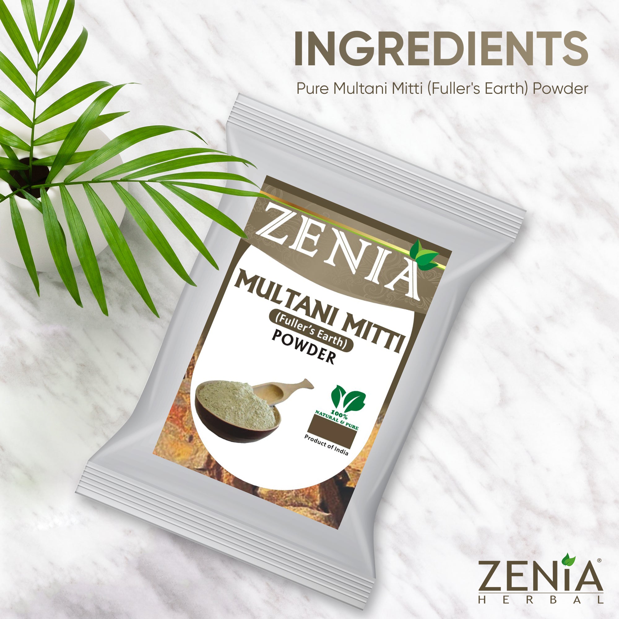 100 grams Zenia Pure Fullers Earth Powder Multani Mitti Mud Face Pack Powder