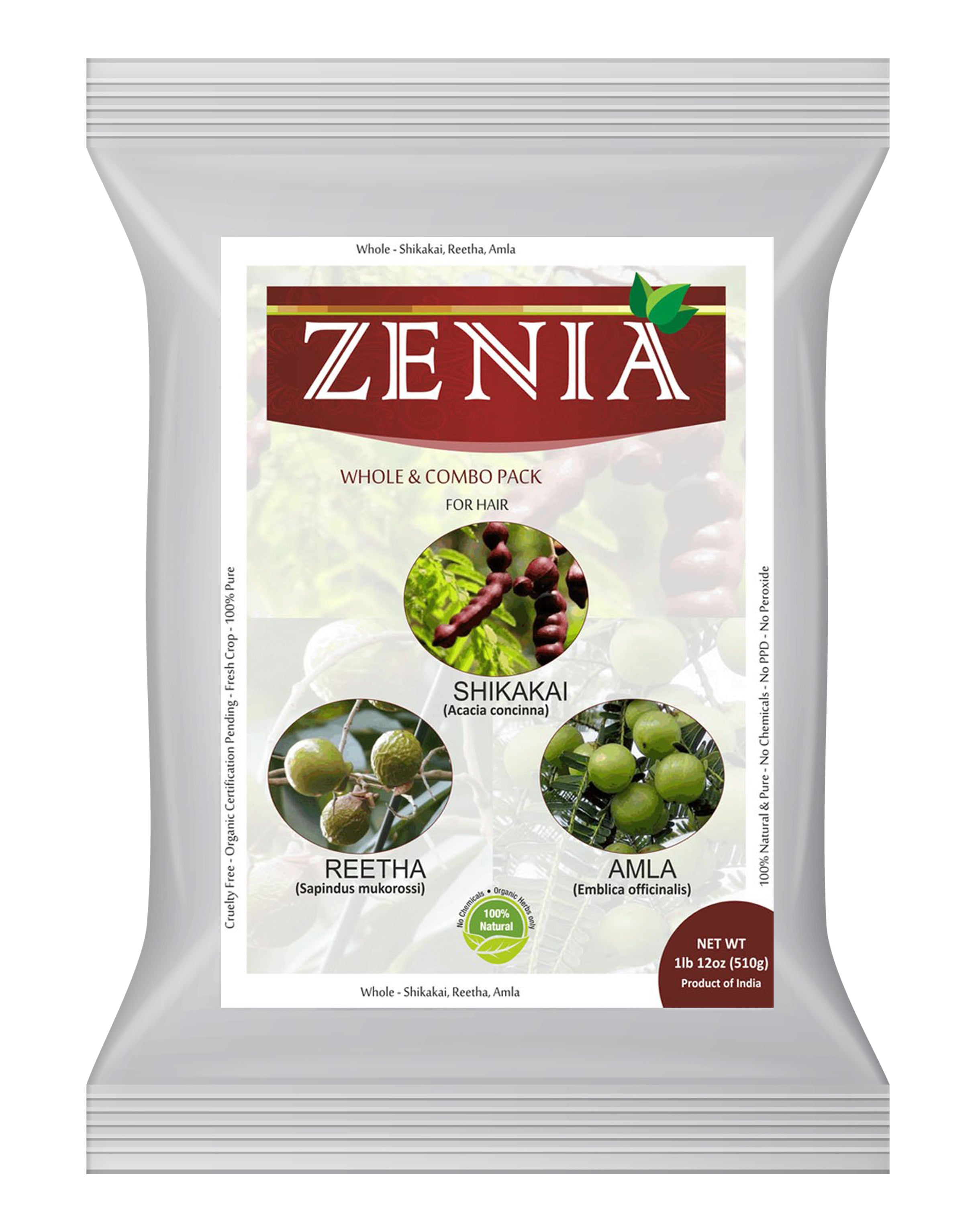 Zenia MIX Amla Aritha Shikakai Whole Herbs Hair Kit 510g