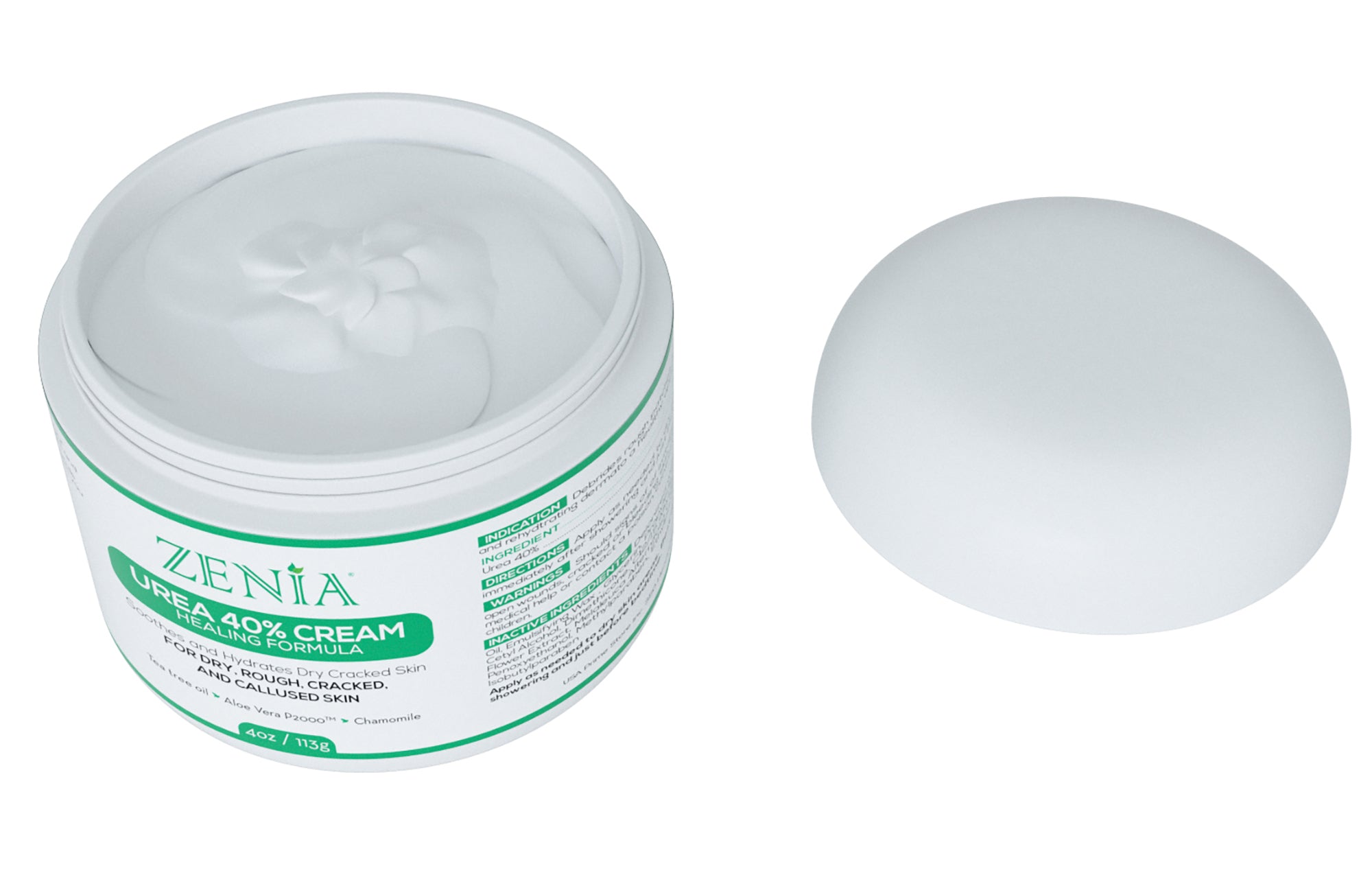 Zenia Urea 40% Cream 4oz Callus Treatment Hydrate Dry, Rough, Cracked & Callused Skin - For Feet, Elbows, Hands, Knees